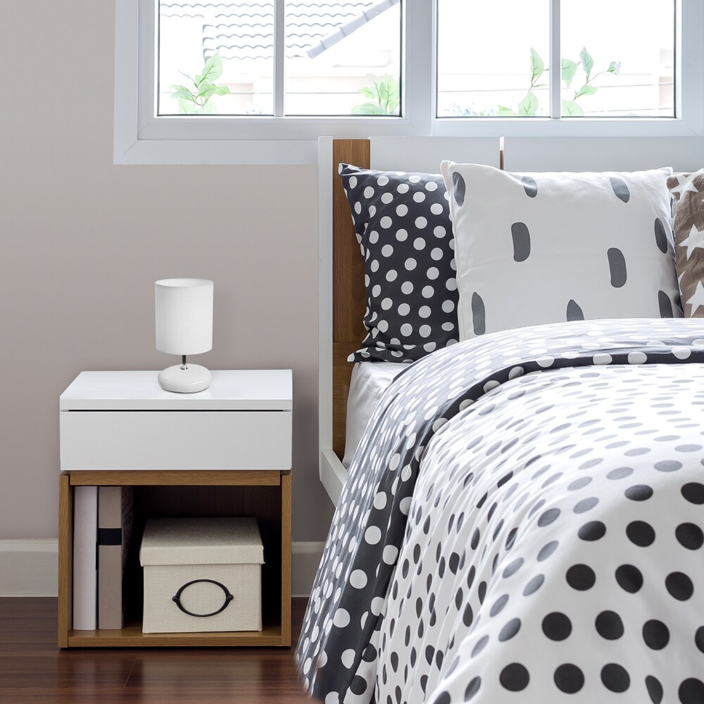Simple Designs LT2005-WHT 10.24-in White Table Lamp with Fabric Shade