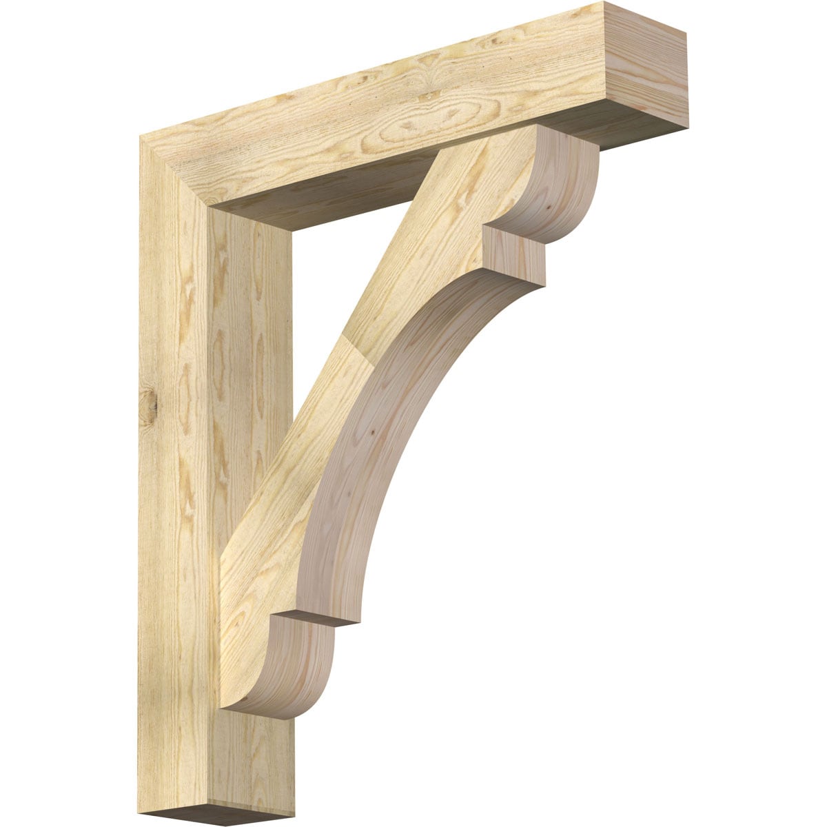 Ekena Millwork 1463700 Olympic Block Rough Sawn Bracket with Offset Brace 8-in x 38-in x 44-in Douglas fir Brown Wood Standard bracket