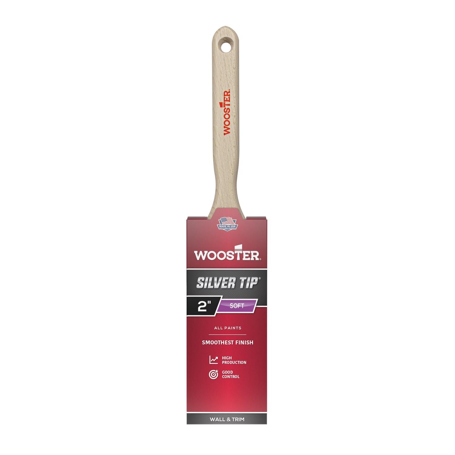 Wooster 2 Flat Sash Soft Silver CT Polyester Bristle Paint Brush Wood Handle