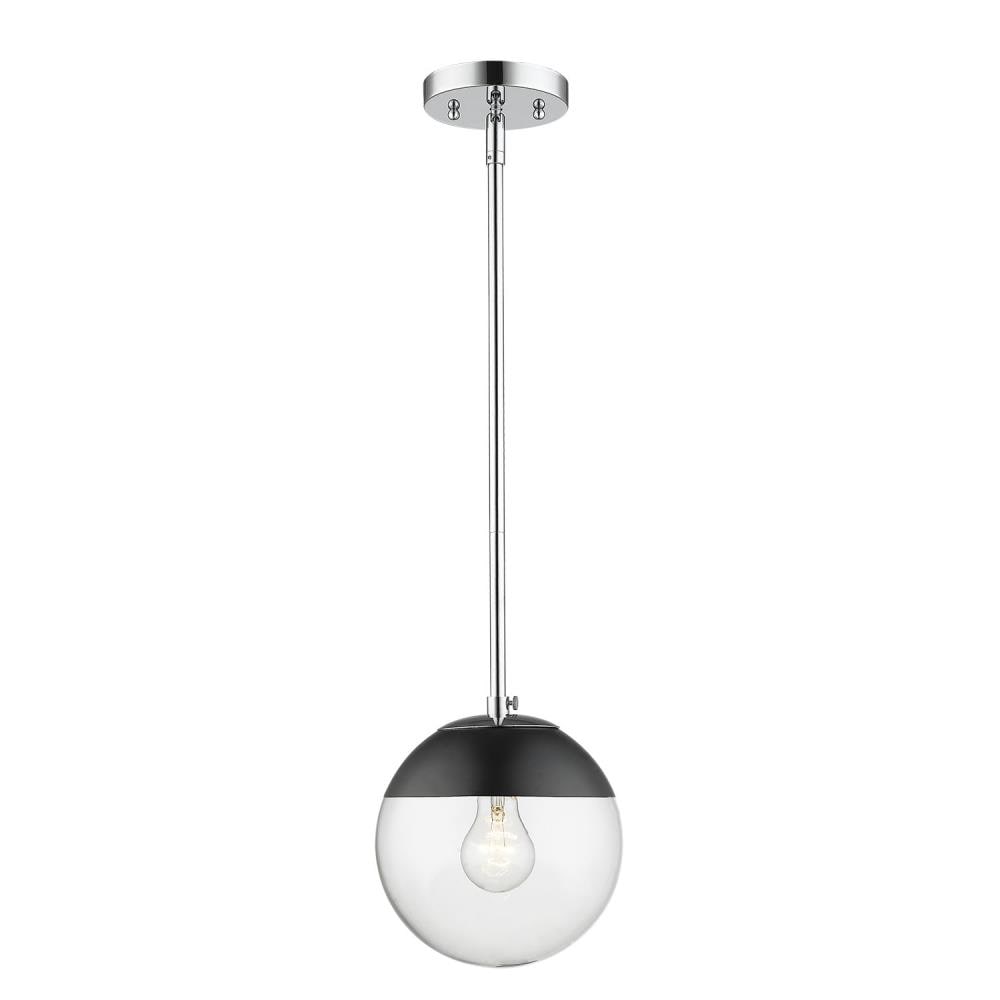 Golden Lighting 3219-S CH-BLK Dixon 1 -Light Chrome Mid-century Clear glass Globe Mini Hanging Pendant light