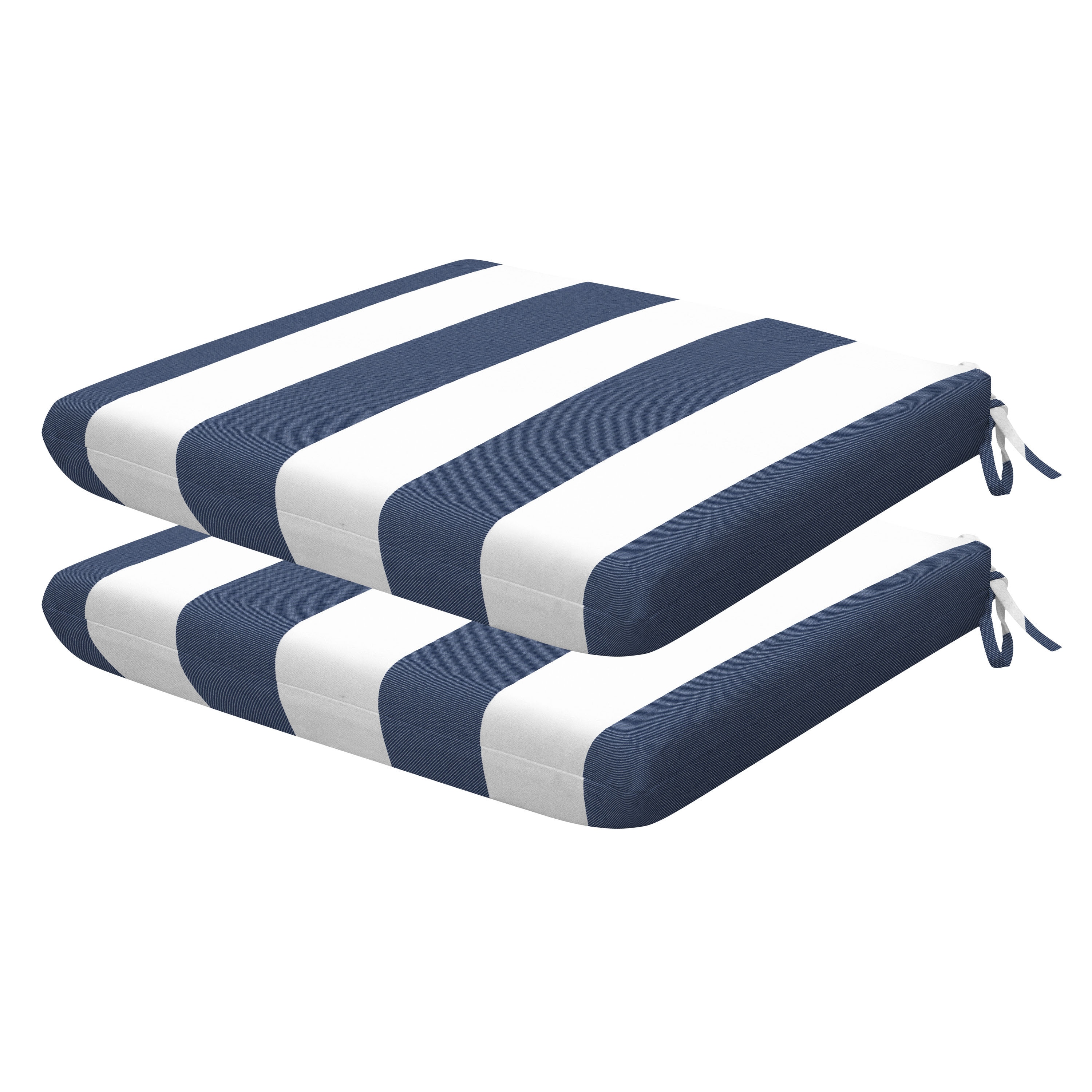 3i Products 21313S-201A165 17.5-in x 18-in 2 -Piece Cabana Stripe Blue White Patio chair cushion
