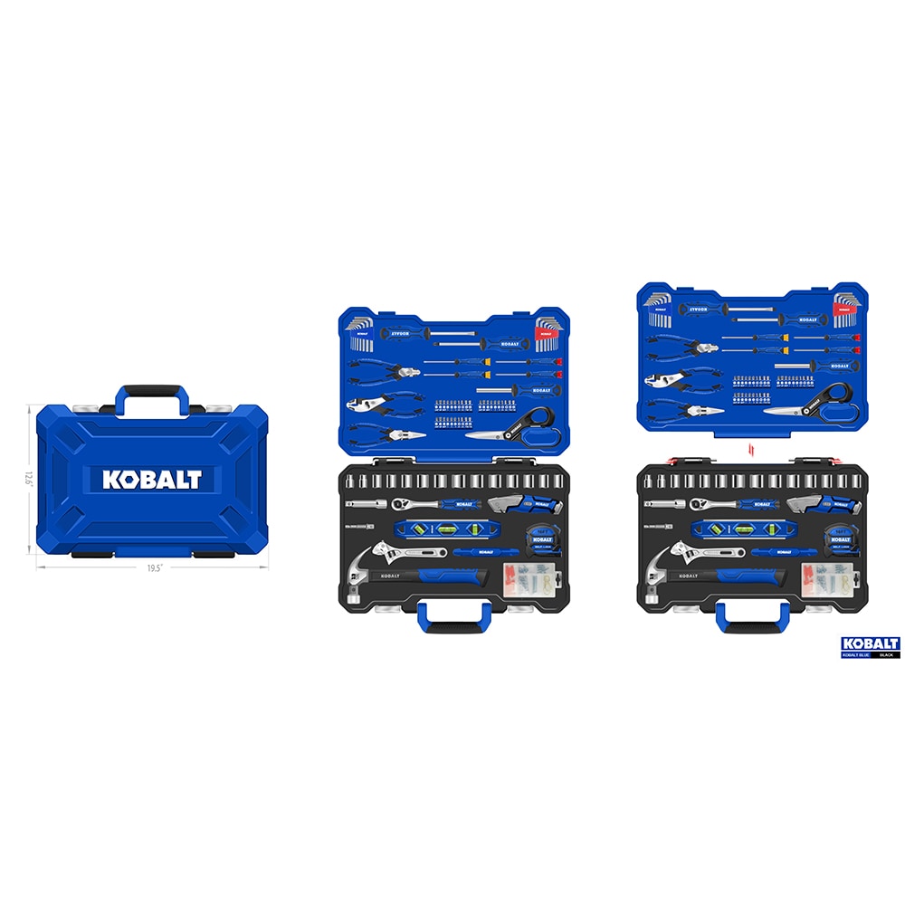 Kobalt 55286 183 -Piece Blue Household Tool Set with Folding Case