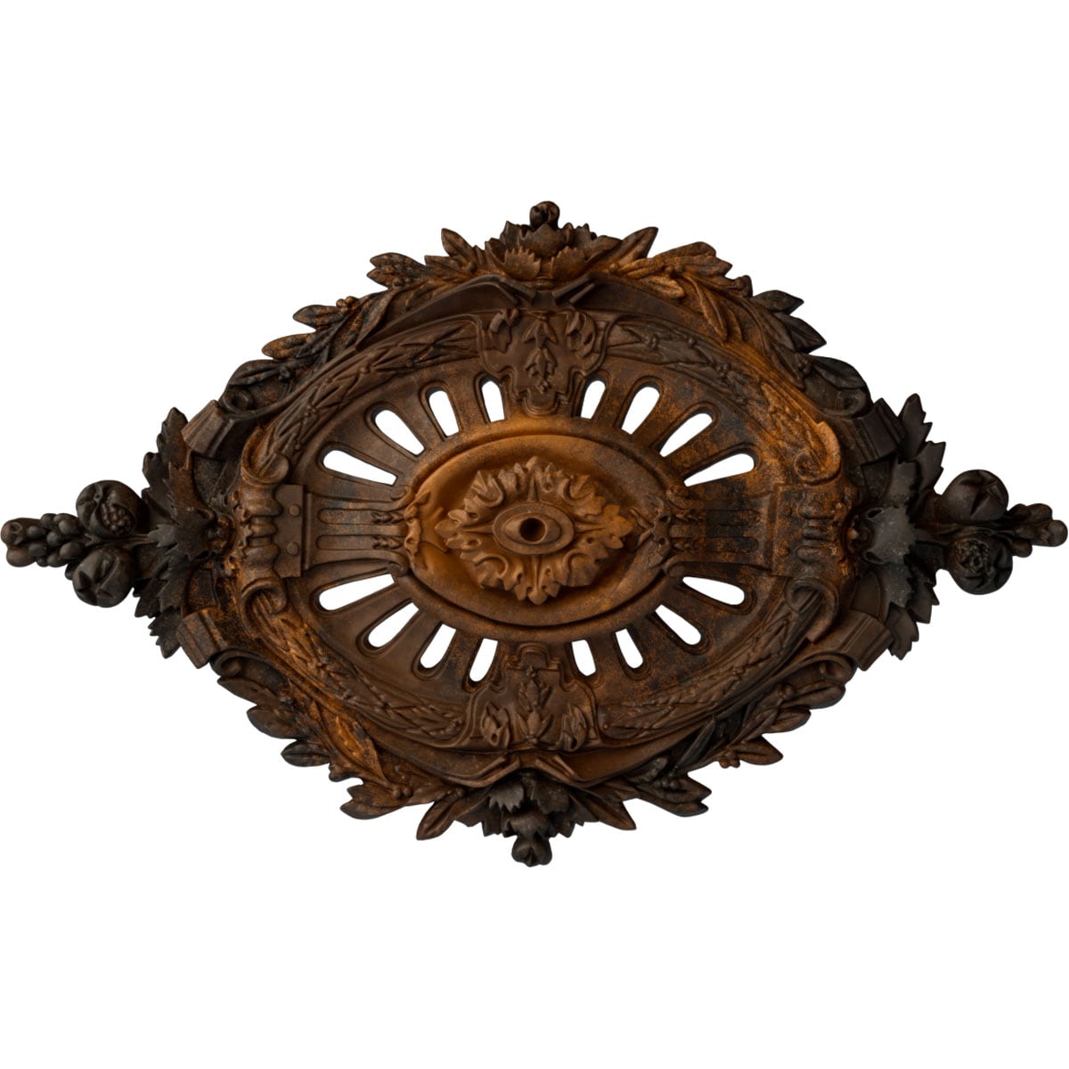Ekena Millwork CM35X22ANRUS Antonio 22.5-in W x 35.5-in L Painted Rust Polyurethane Whole Ceiling Medallion