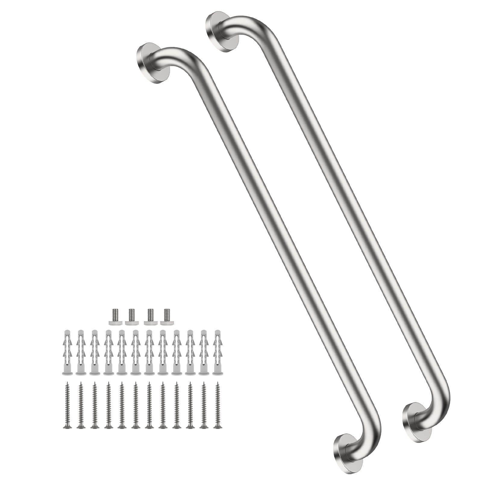 Anqtovp  2 Pack 32 Inch Satin Brushed Nickel SUS304 Stainless Steel Bathroom Grab Bars 1.25 Inch Diameter Concealed Mount Safety Rail