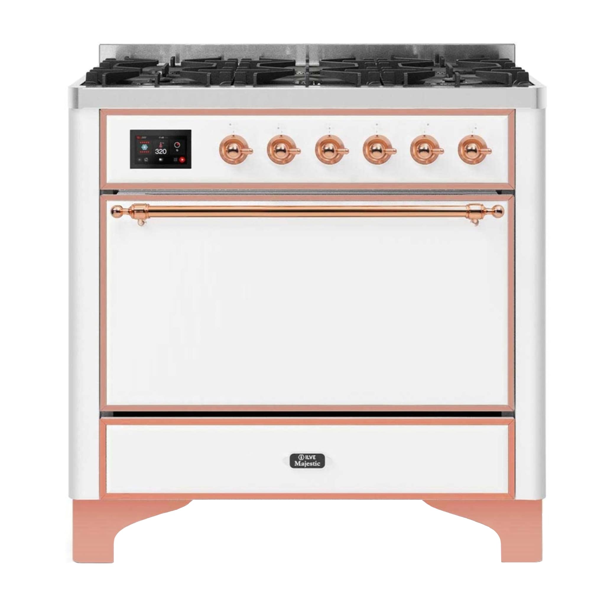 Ilve Majestic 2 36 In Deep Recessed 6 Burners Convection Oven Freestanding Dual Fuel Range 3199