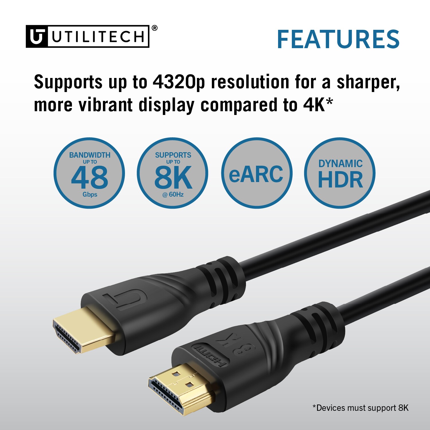 Utilitech HD8K12FT-BL Hdmi-Cables - View #2