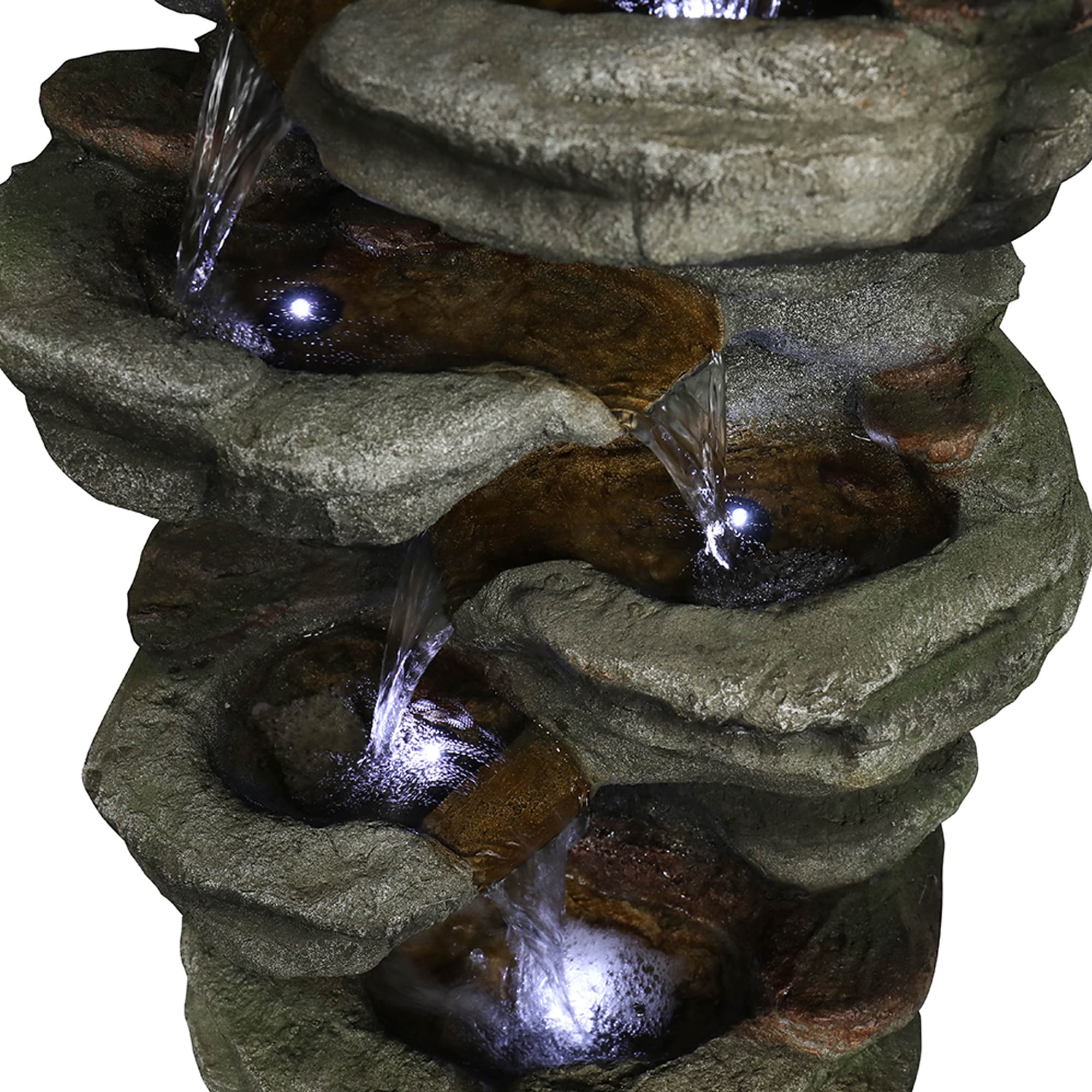 Watnature 30.7-in H Resin Water Rock Waterfall Outdoor Fountain Pump ...