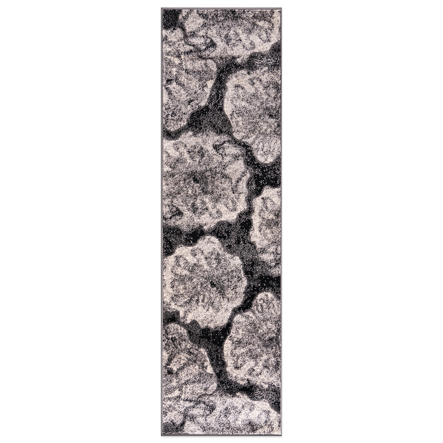 World Rug Gallery 400BLACK2X7 2 x 7 (ft) Loomed Polypropylene Black Rectangular Indoor Floral/Botanical Global Runner rug