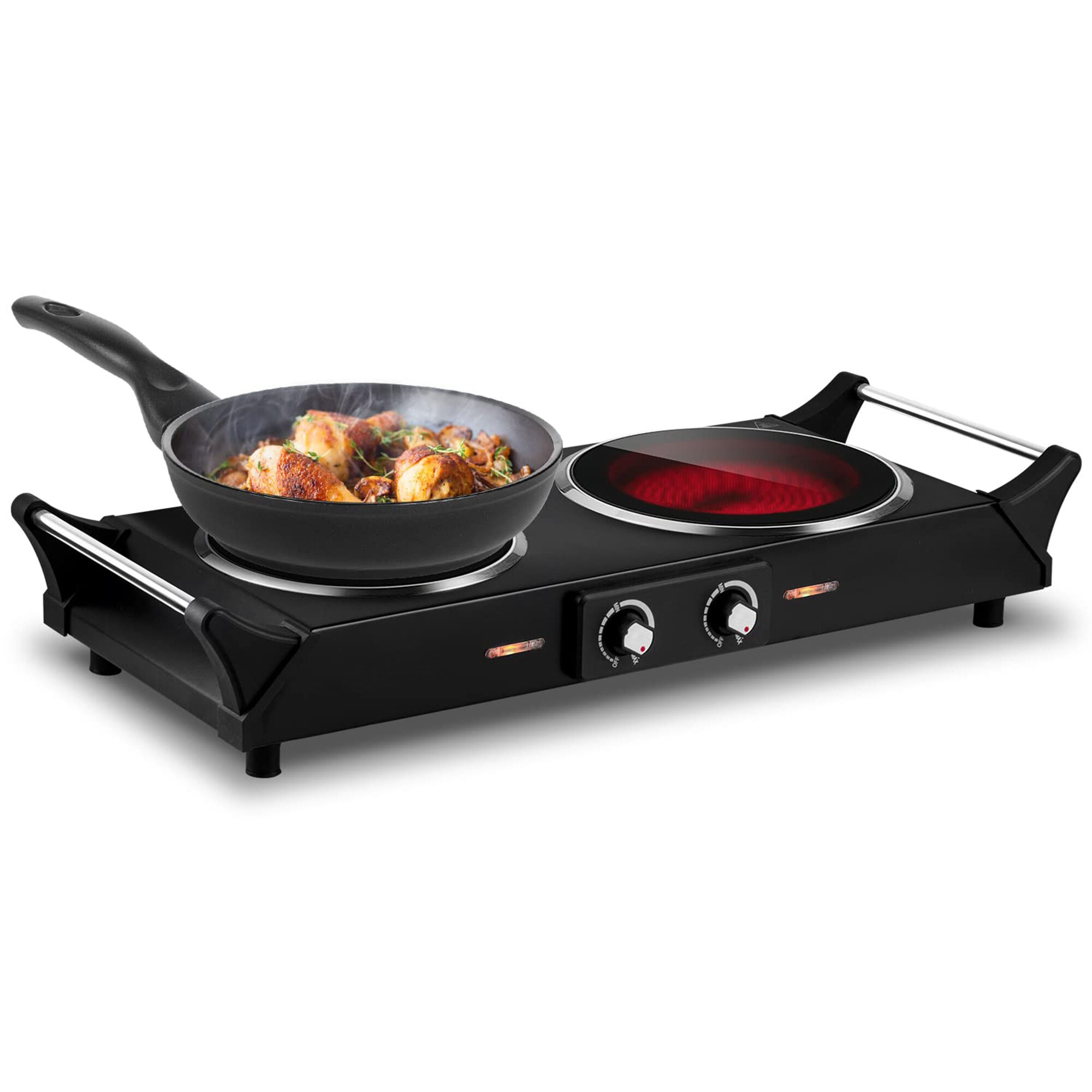 Techwood GZES3111 16-in Stainless Steel Smooth Surface 2 Elements Electric Hot Plate