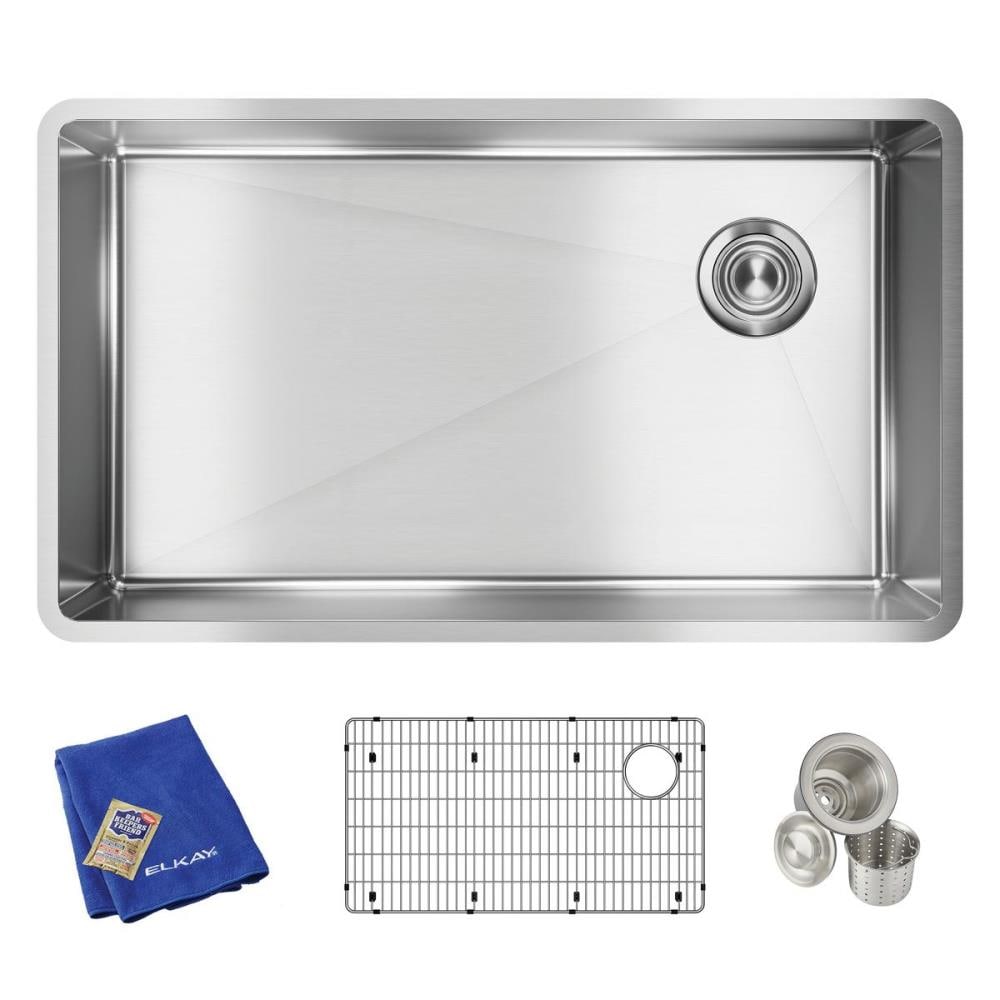 Elkay ECTRU30179RTC Crosstown Undermount 31.5-in x 18.5-in Stainless steel Single bowl 18 -Gauge Kitchen Sink