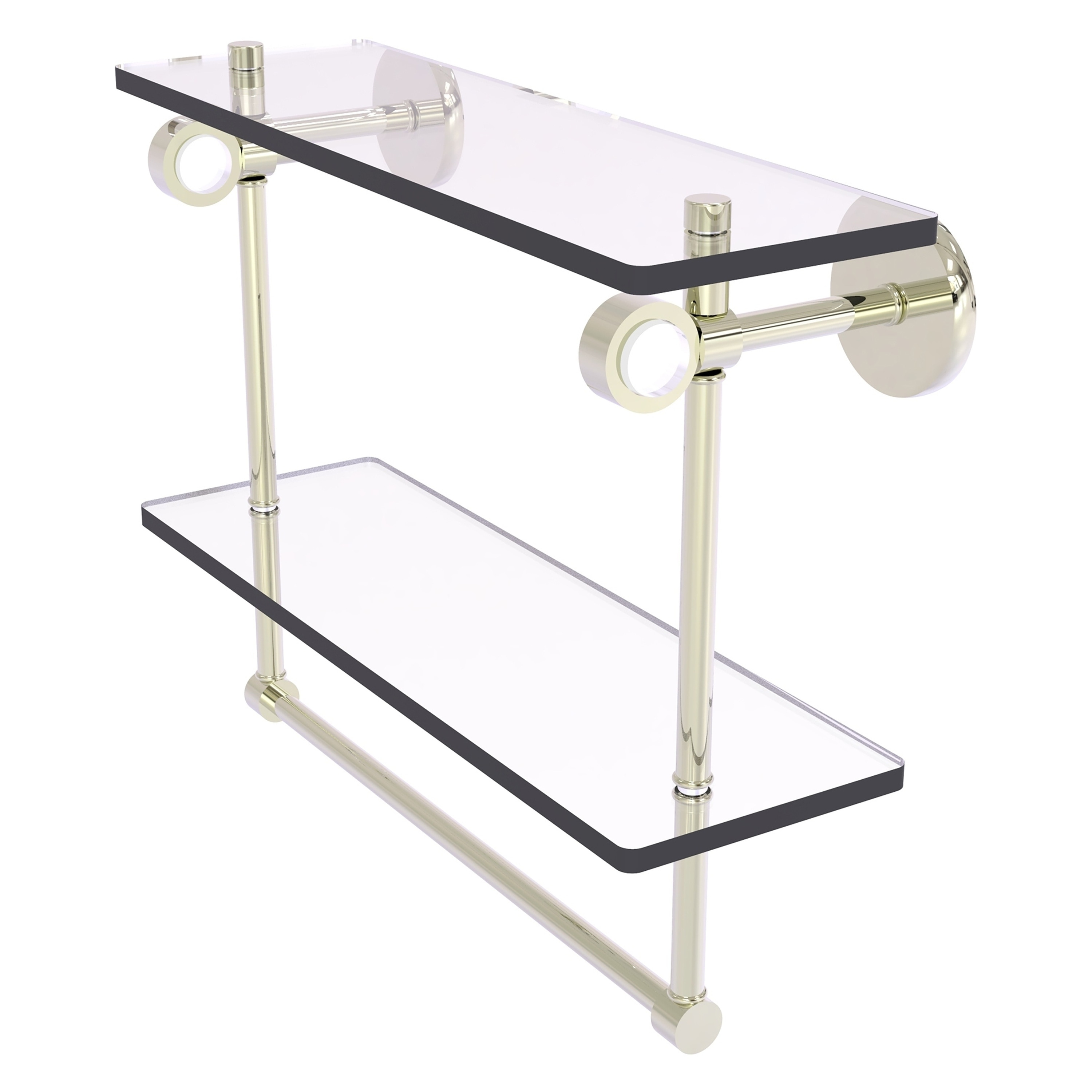 Allied Brass CV-2TB-16-PNI Clearview Polished Nickel 2 -Tier Wall mount Bathroom Shelf ( 16-in x 12.8-in x 5-in )