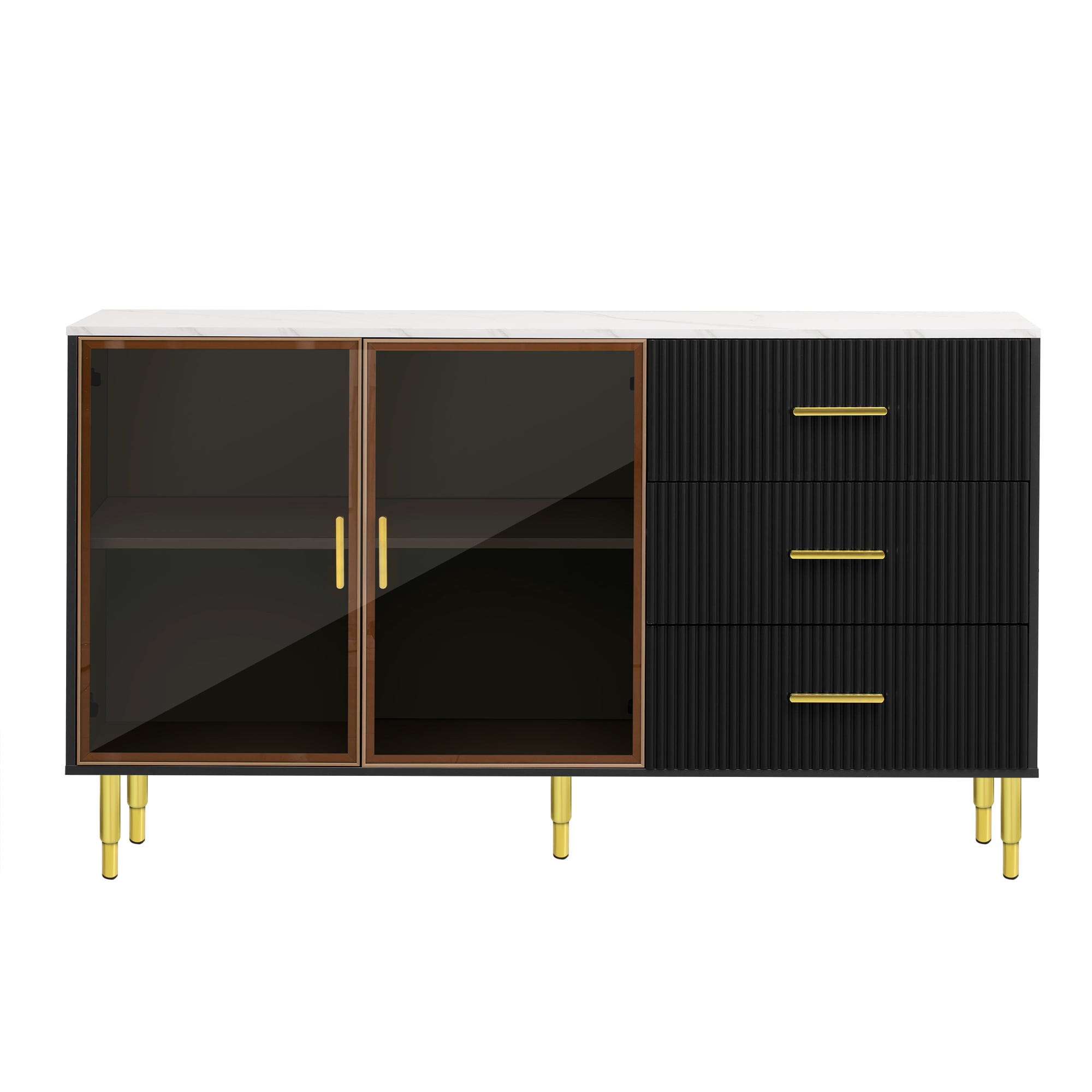 Qualler TRAPR0010B Contemporary/Modern Black Rubberwood Sideboard