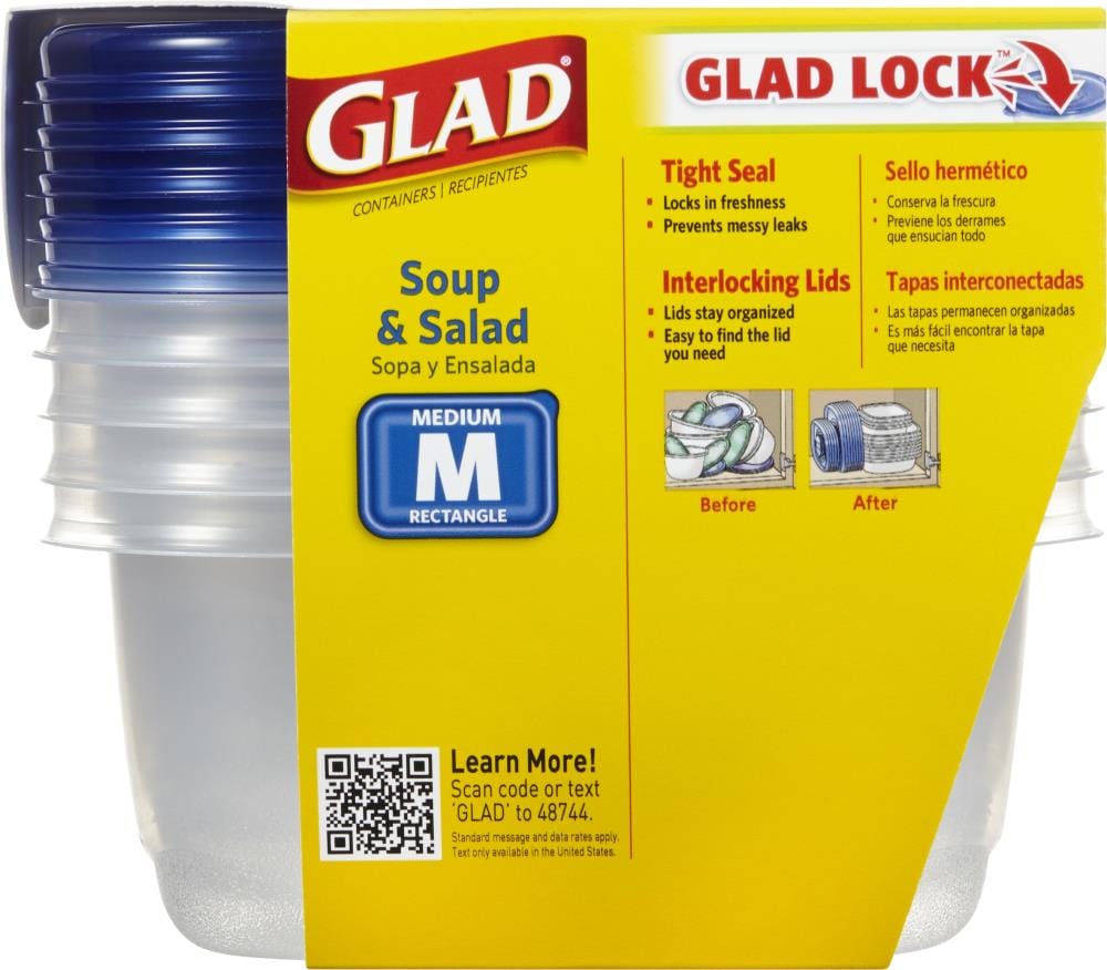 Glad Design Series Containers & Lids, Medium Rectangle, 3 Cups