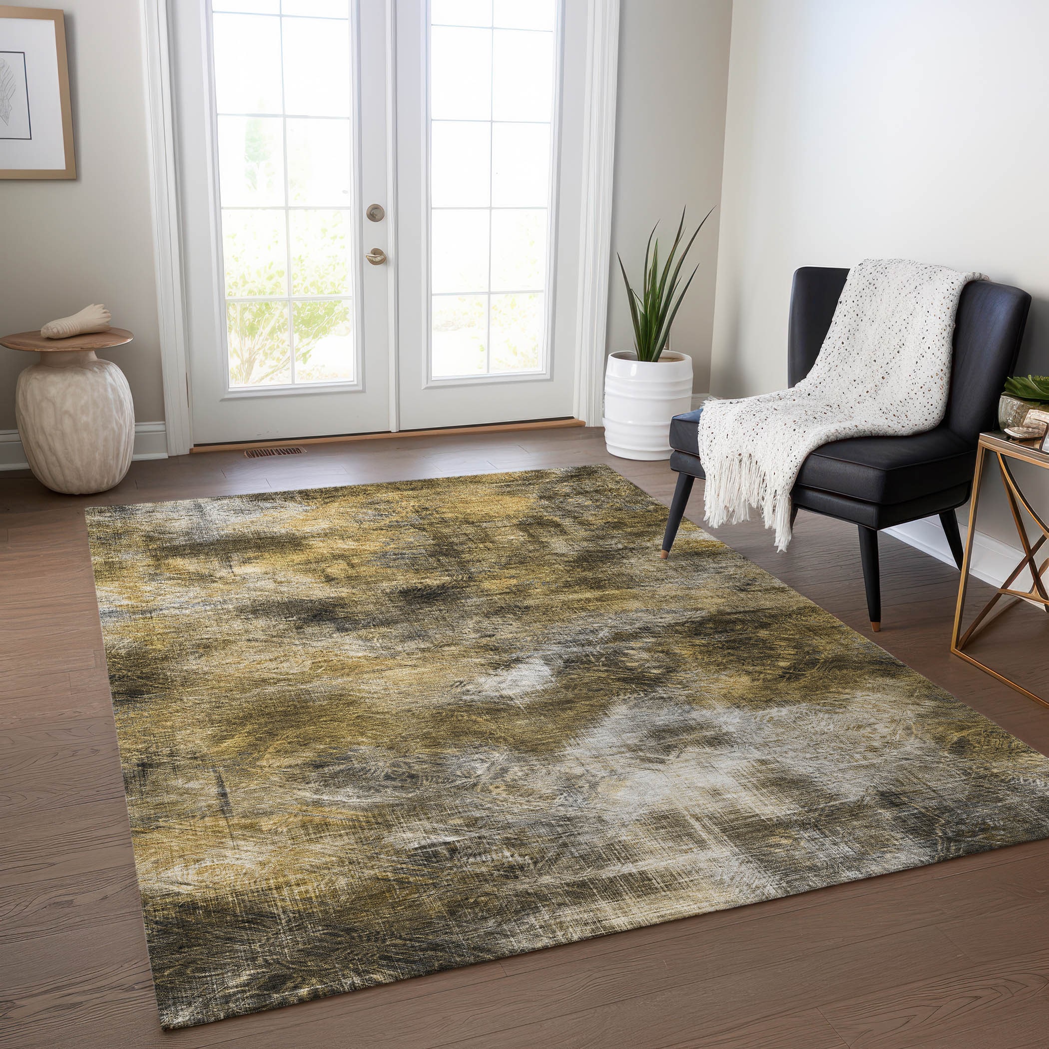 Addison Rugs ACN596MO3X5 Chantille ACN596MO 3 x 5 (ft) Polyester Mocha Rectangular Indoor/Outdoor Abstract Machine washable Area rug