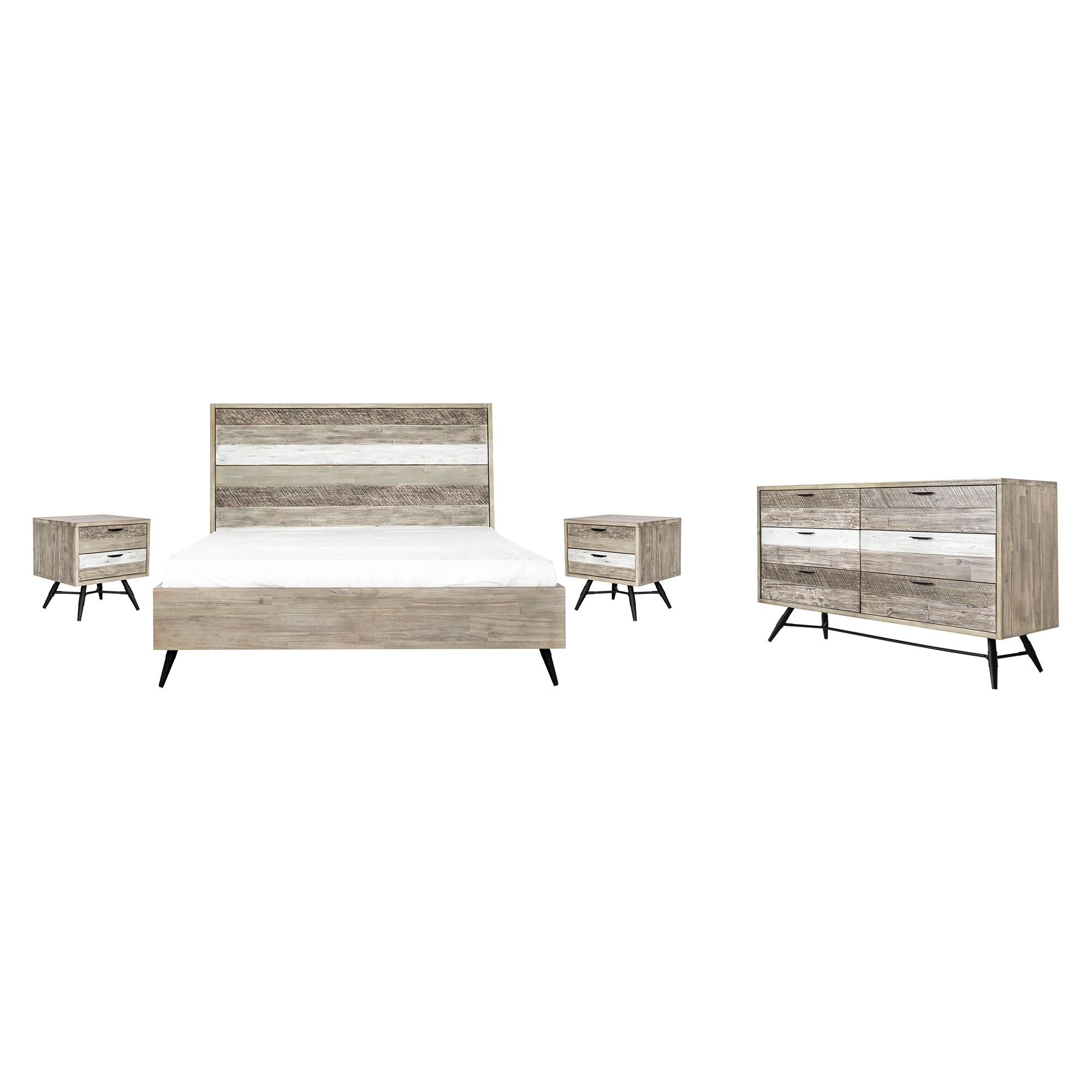 Armen Living SETBRBDKG4A Two Tone Gray King Bedroom Set