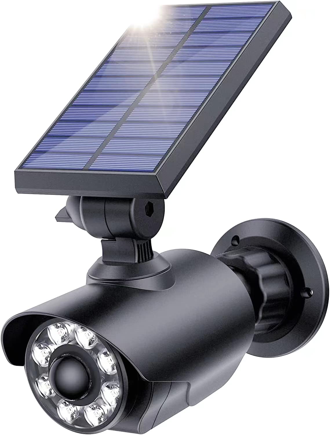 Adrinfly  Solar Security Light Outdoor Motion Sensor Dummy Camera Light IP66 Waterproof for Yard Garden Garage Illumination and Protection Black