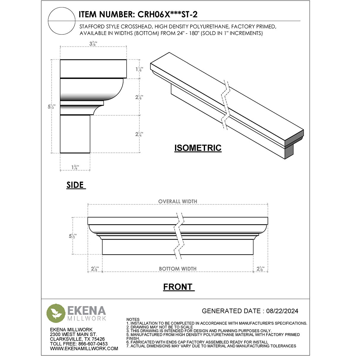 Ekena Millwork CRH06X70ST-2 Exterior-Window-Trim - View #2
