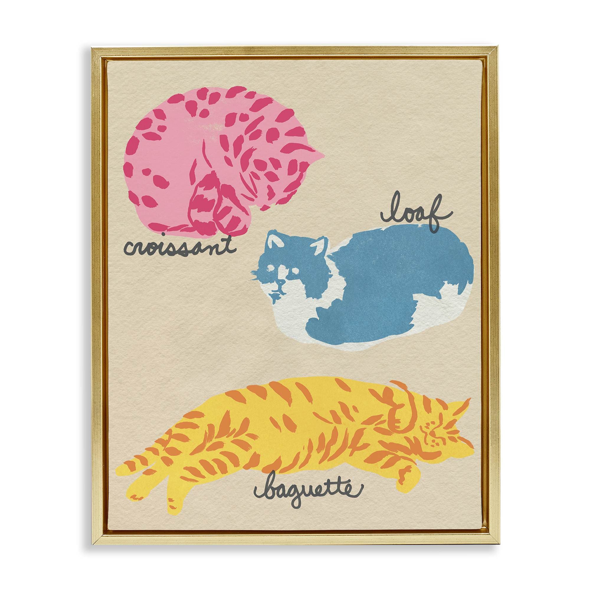 Stupell Industries BS-393-FFG-24X30 Funny Relaxing Cat Shapes Floating Frame design by June Erica Vess