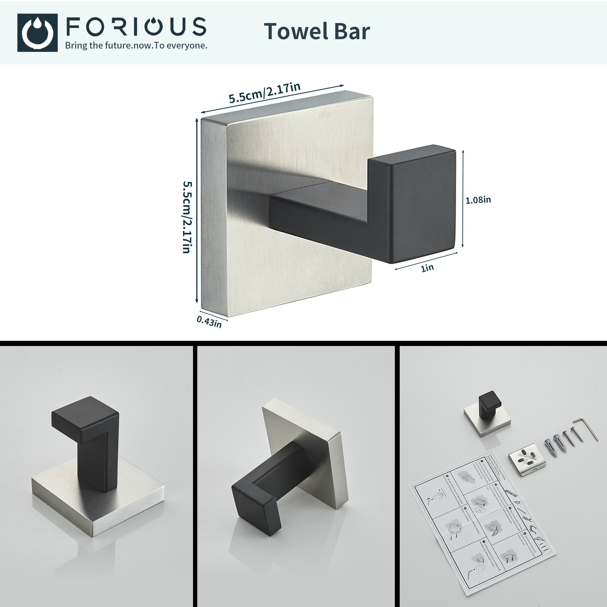 FORIOUS LL19002BL5A Decorative-Bath-Hardware-Kits - View #7