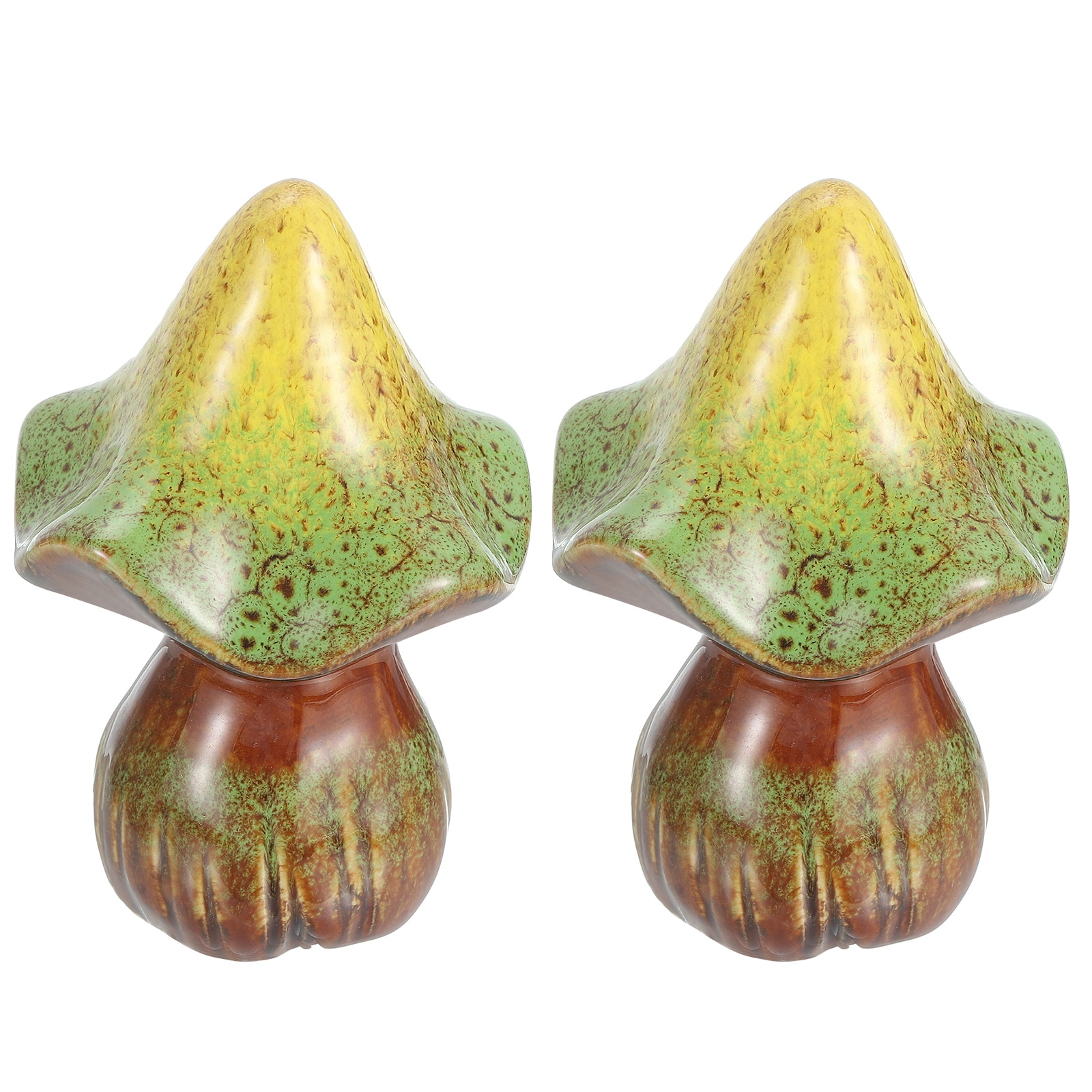 Unique Bargains 2pcs Toilet Bolt Covers Ceramics Toilet Bolt Caps Mushroom Decor Covers Cute Mushroom Toilet Screw Cover Caps for Decor Bathroom 2.95x2.95x4.72 Inch Yellow-green