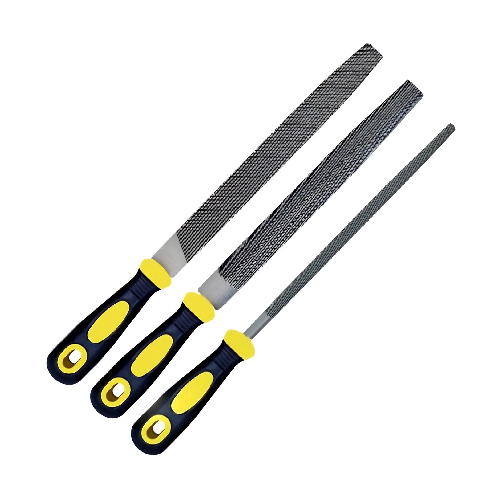 Linder Group Inc 3 pcs Metal File Set 8 inch High Carbon Steel Flat Round and Half Round Files for Metal Wood Plastic Glass Ceramic Durable Teeth for Shaping #L3HU3LMB