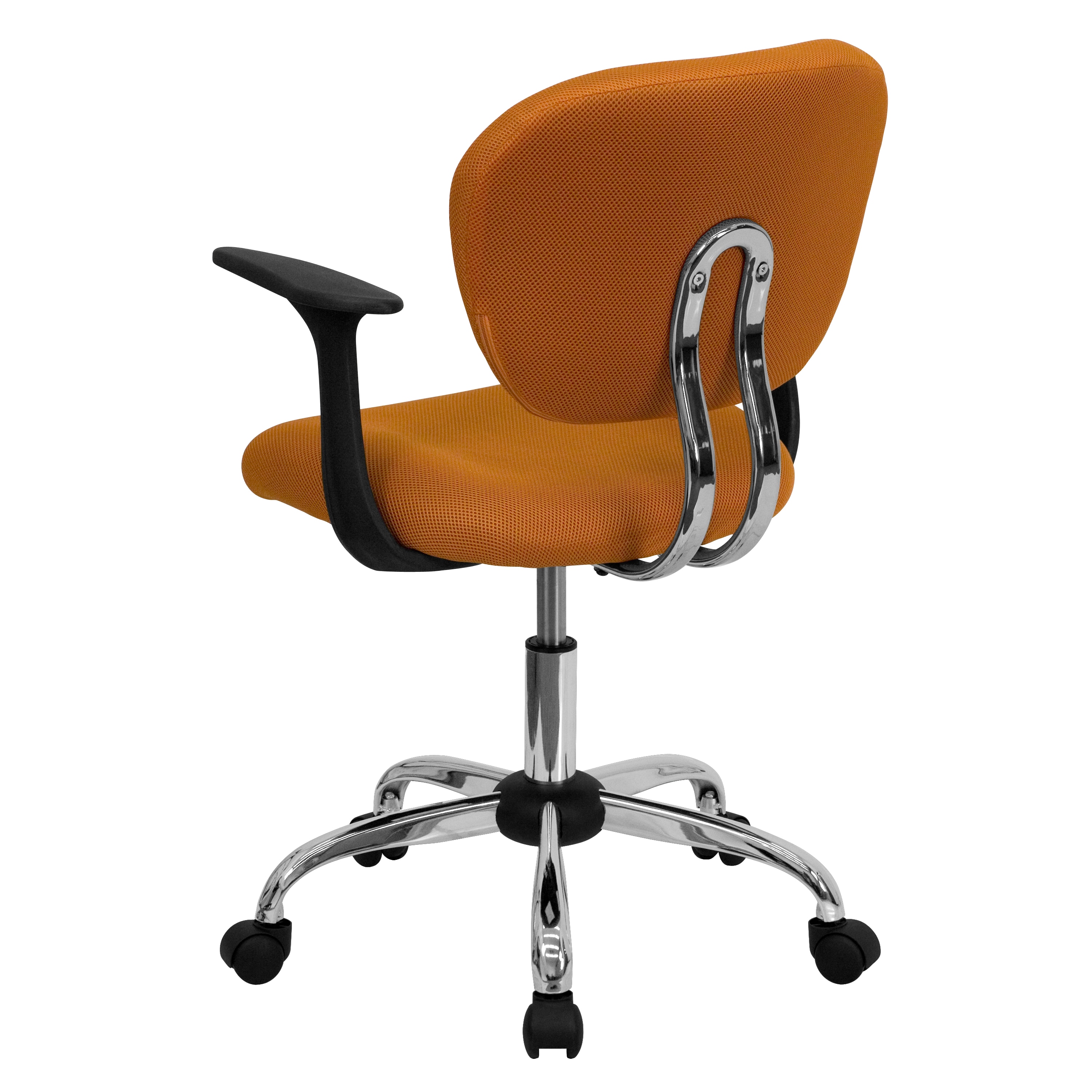Mid-Back Orange Mesh Swivel Task Chair with Chrome Base