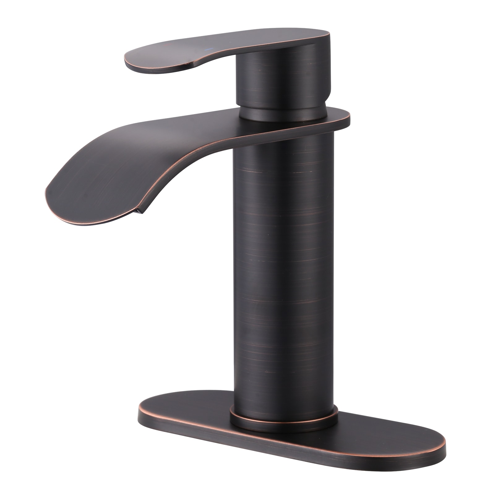 WOWOW 2324600RB Oil Rubbed Bronze Single hole 1-handle Waterfall Commercial/Residential Handle Bathroom Sink Faucet with Drain with Deck Plate