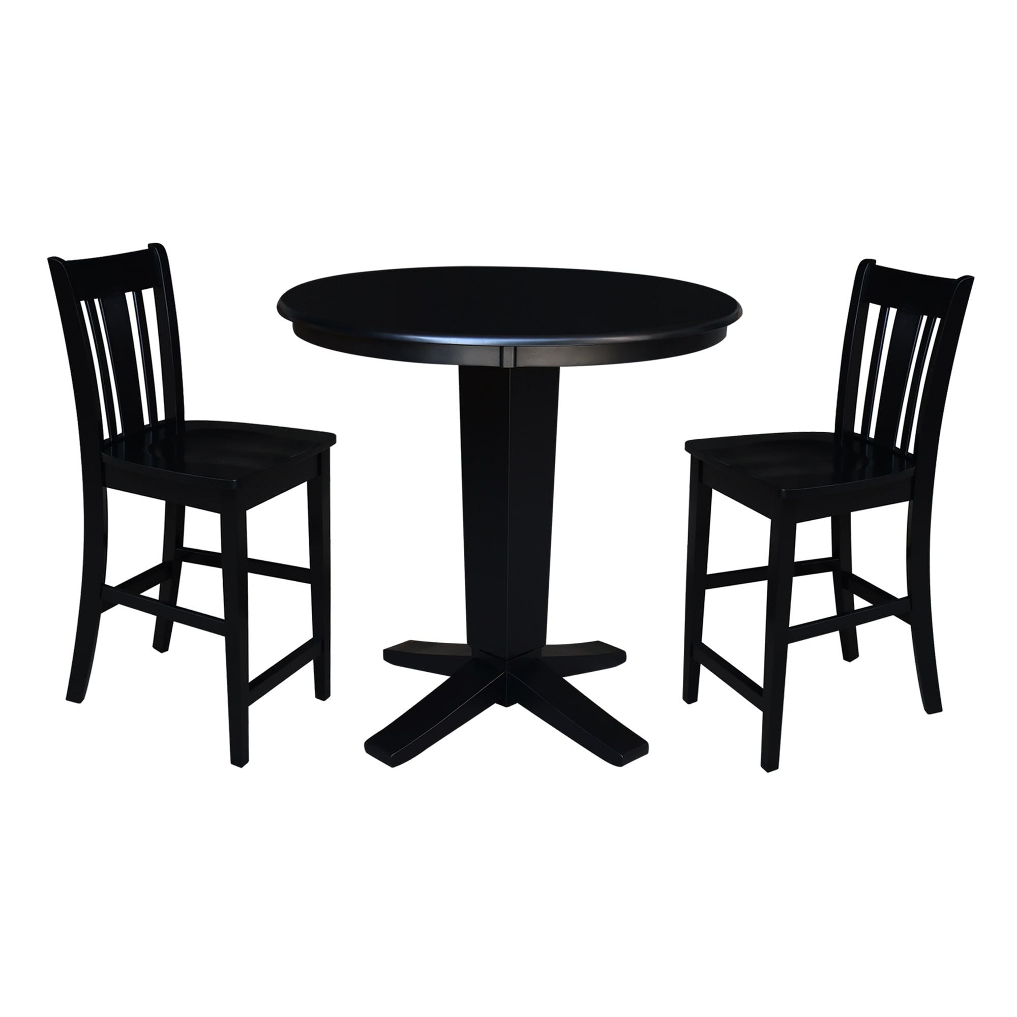 International Concepts K46-36RT-23B-S102-2 Black Traditional Dining Room Set with Round Table ( Seats 4 )