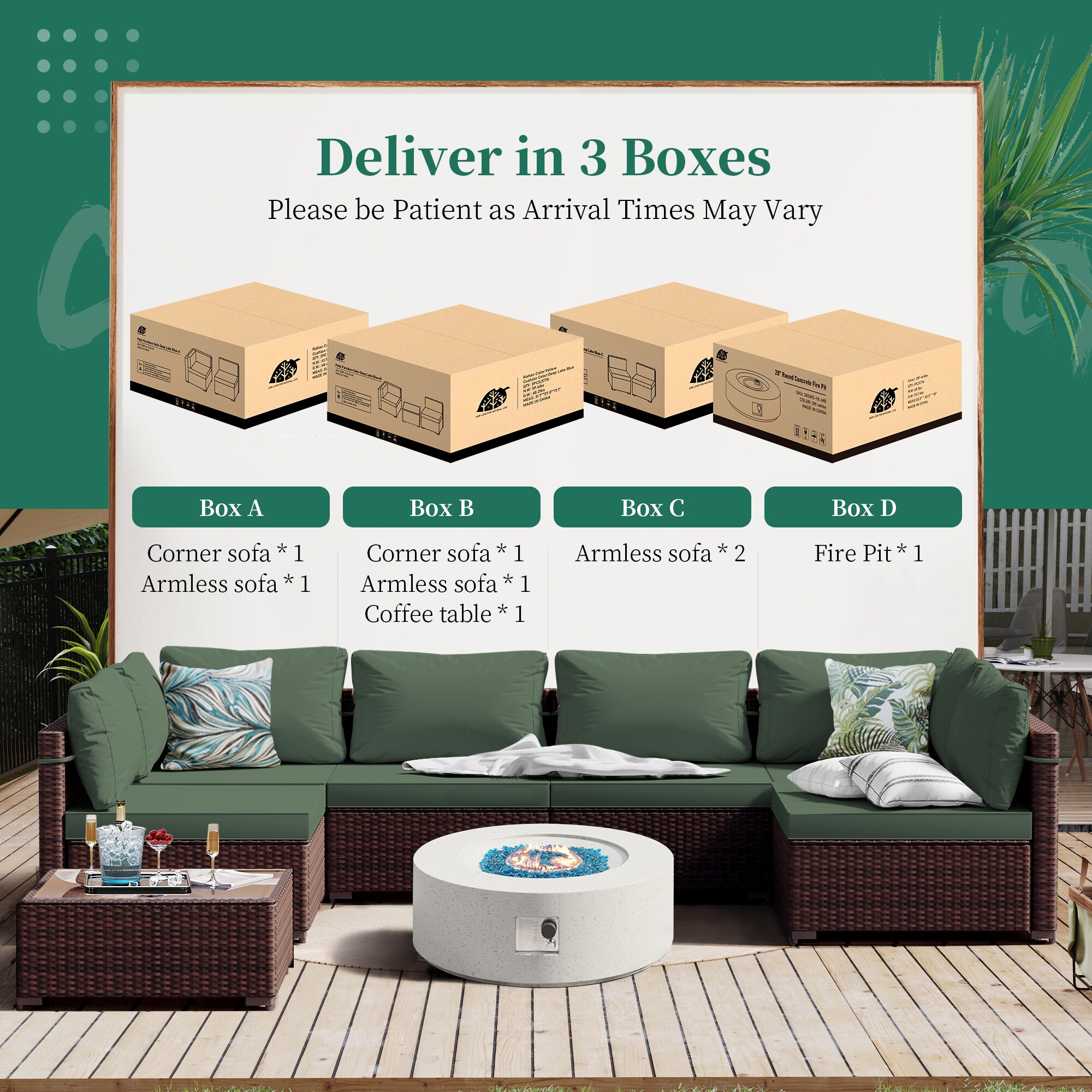 UPHA TBSF-ABC28SYMB-GREEN Patio-Conversation-Sets - View #10