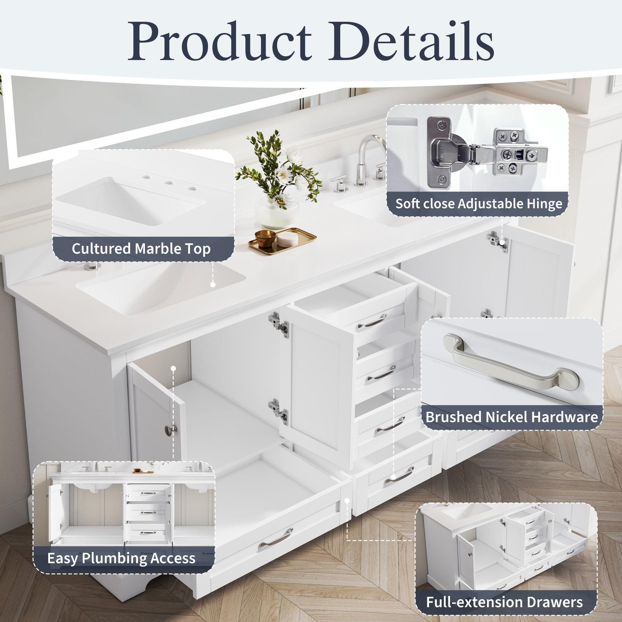 WELLFOR LVD36DA-72CMWT Bath-Vanity-Combo - View #5