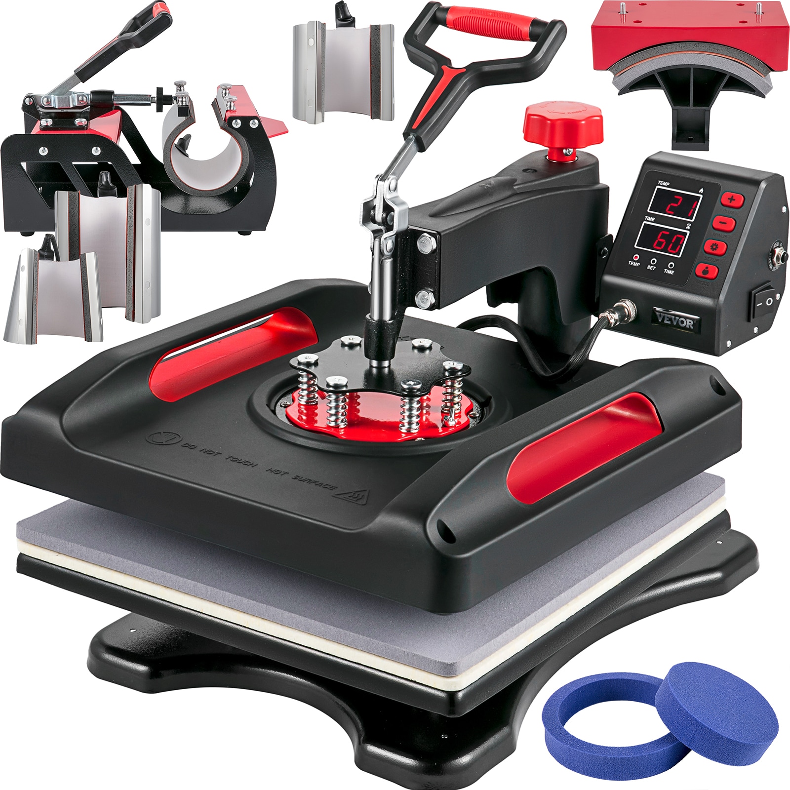 VEVOR TJBYXKHSP8038YNQ3V1 110 V 1100 W 15 x 15-IN 8 In 1 Heat Press Aluminum Heat press