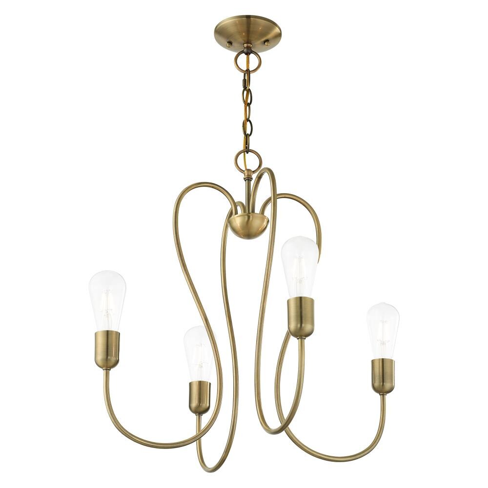 Antique Brass 4-Light Mini Chandelier with Crystal Accents