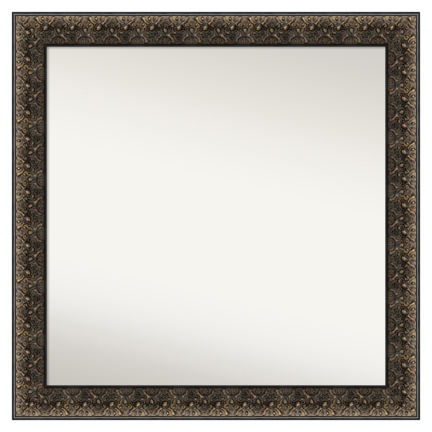 Amanti Art A17007223625 Intaglio Embossed Black Frame 30.5-in W x 30.5-in H Square Intaglio Embossed Black Framed Wall Mirror