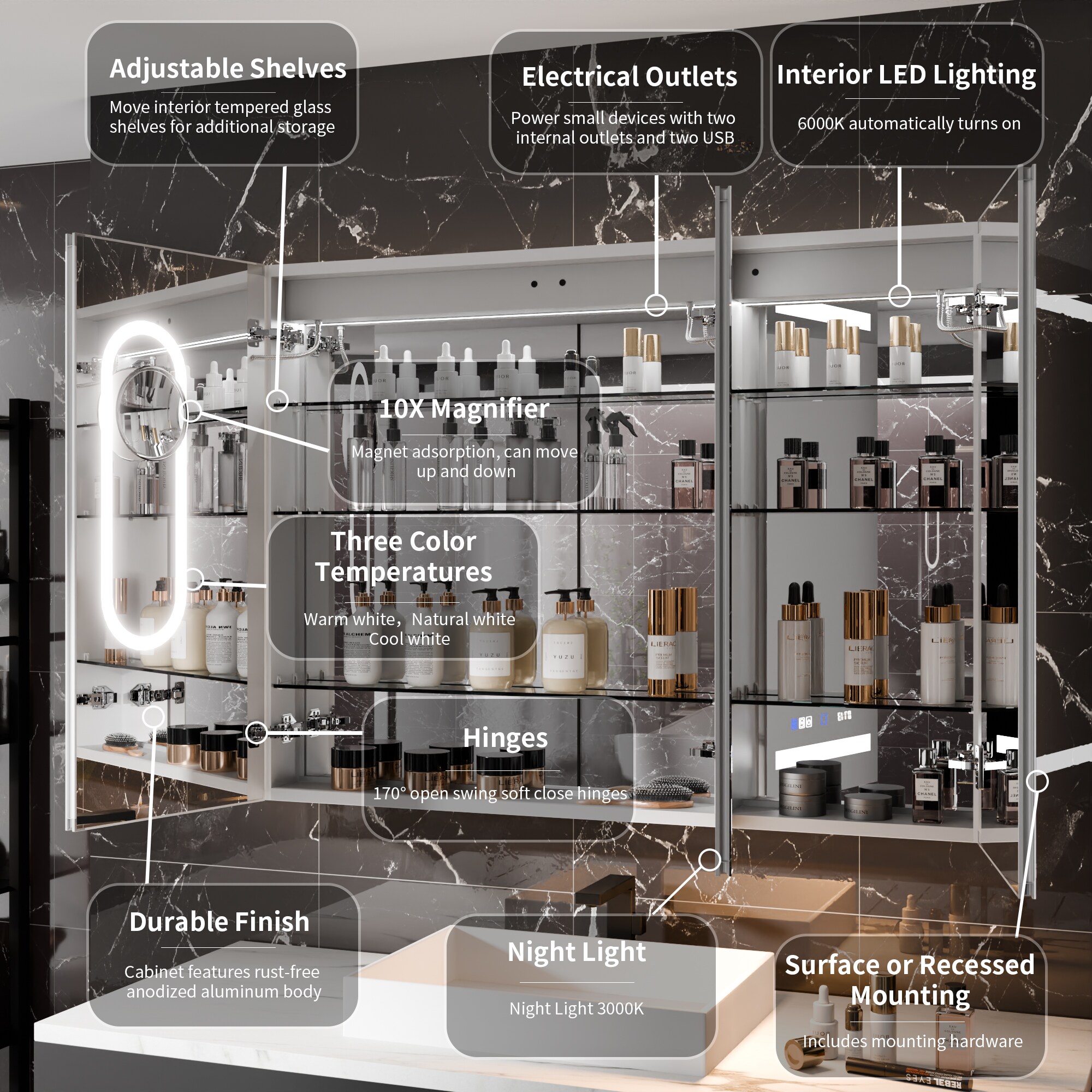 AAZJ JDEX-MC483611TX Bathroom-Medicine-Cabinets - View #7