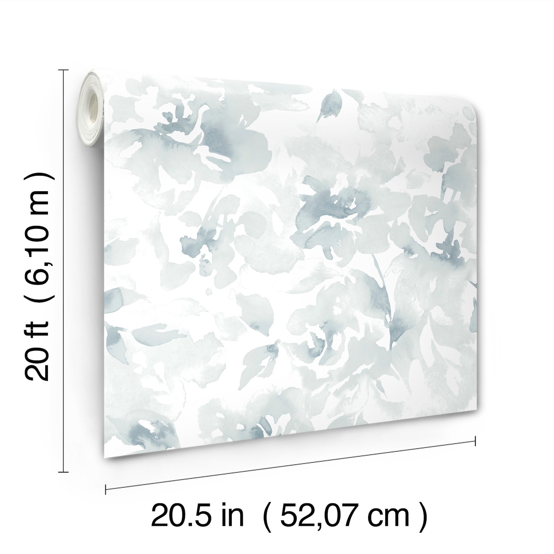York Wallcoverings PSW1492RL 34.2-Sq. Feet Blue Non-woven Floral Self-adhesive Peel and Stick Wallpaper