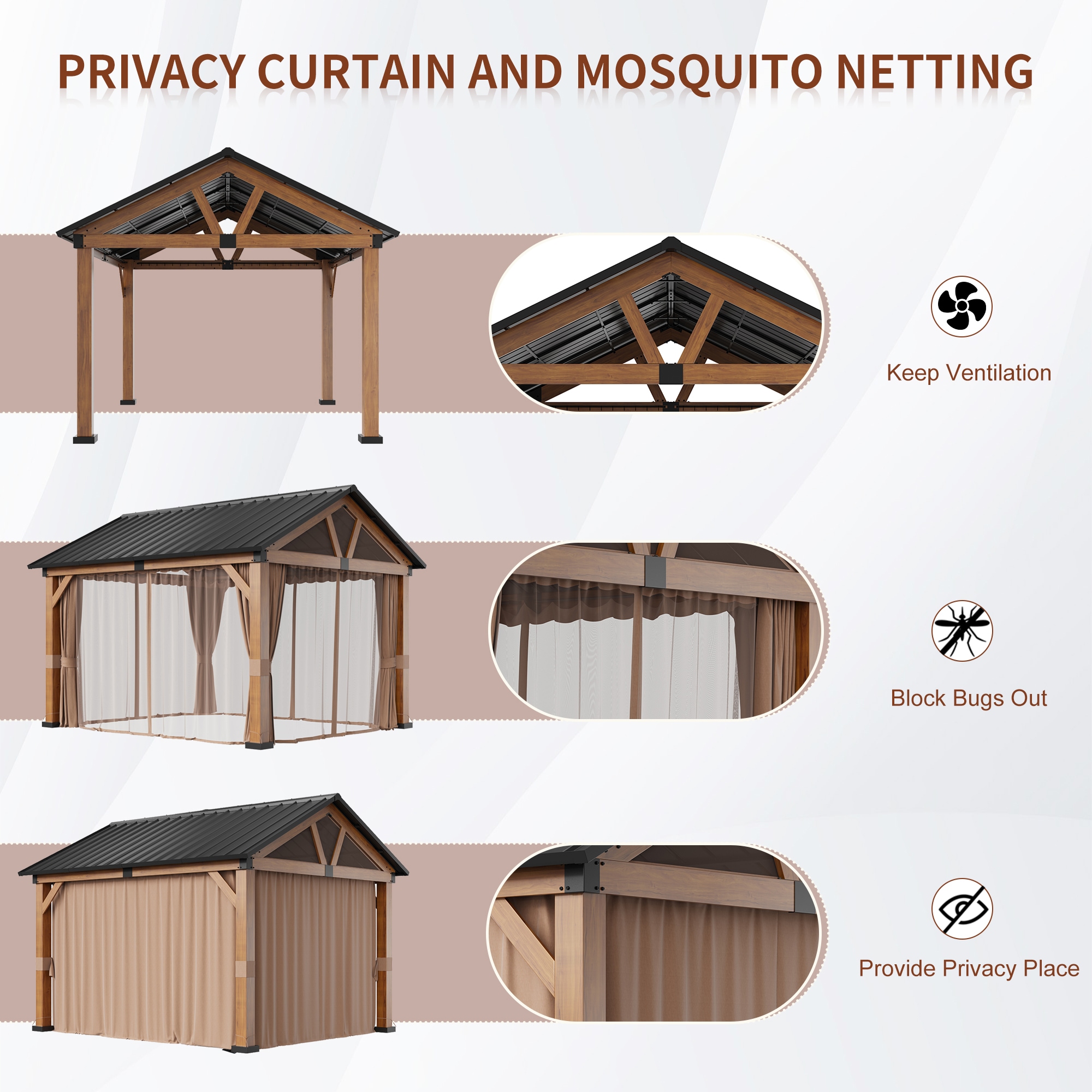 Clihome CL-S262GY Wood-Resin-Gazebos - View #7