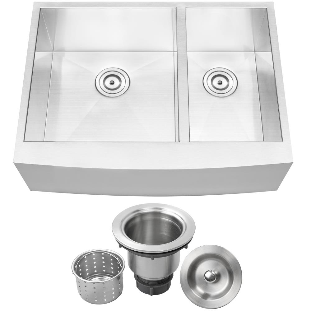 Ticor Farmhouse Apron Front 30-in x 22.25-in Brushed Stainless Steel ...