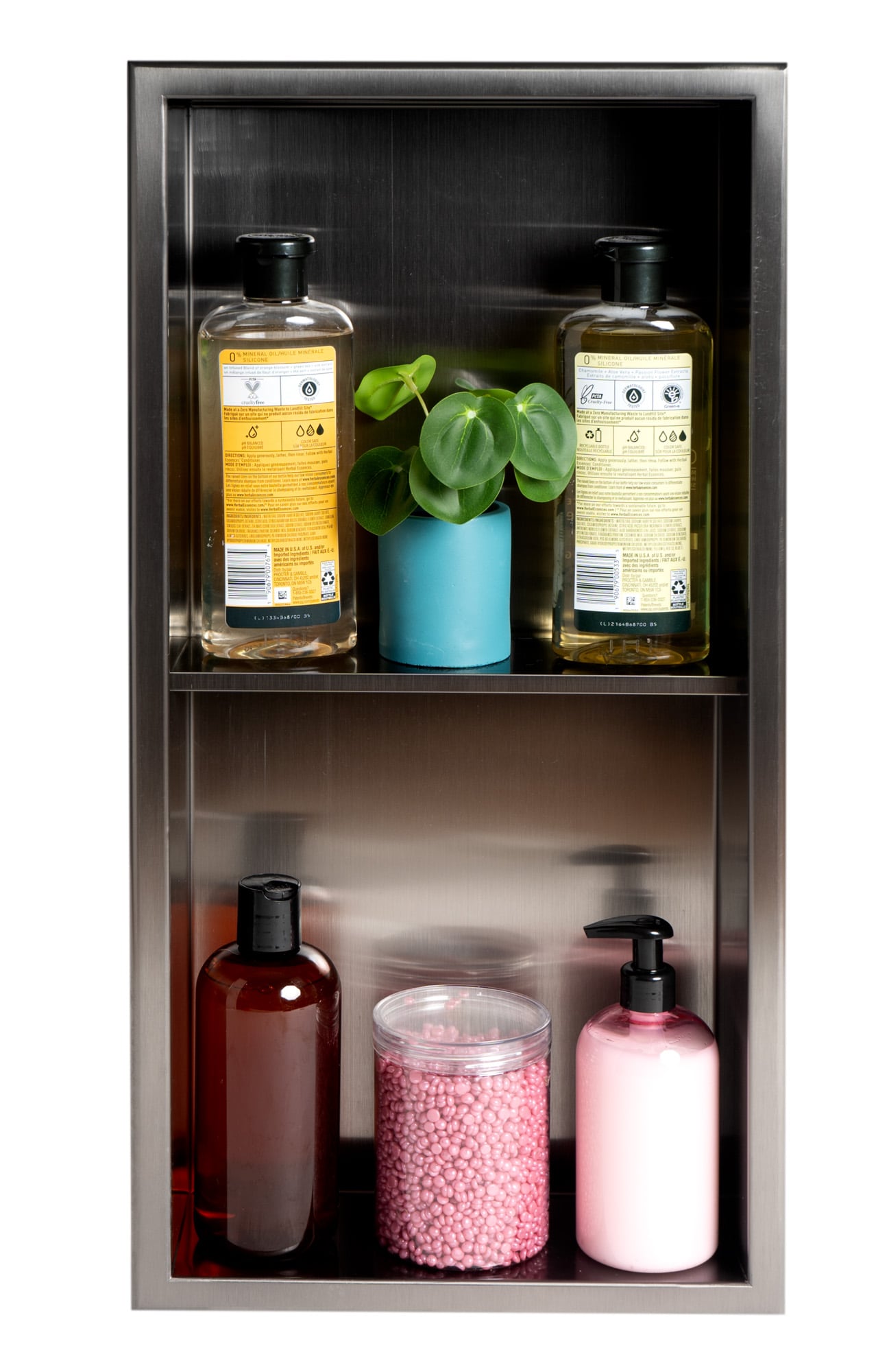 Brushed Black Stainless Steel Double Shelf Shower Niche