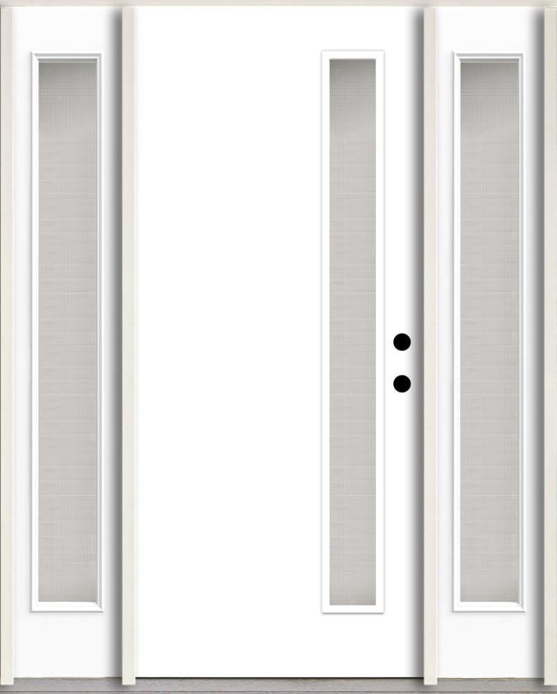 RELIABILT LO1062415 Spotlights 60-in x 80-in x 4-5/8-in Fiberglass 1/4 lite Left-hand inswing Primed Unfinished Prehung Front Door with Sidelights Insulating core