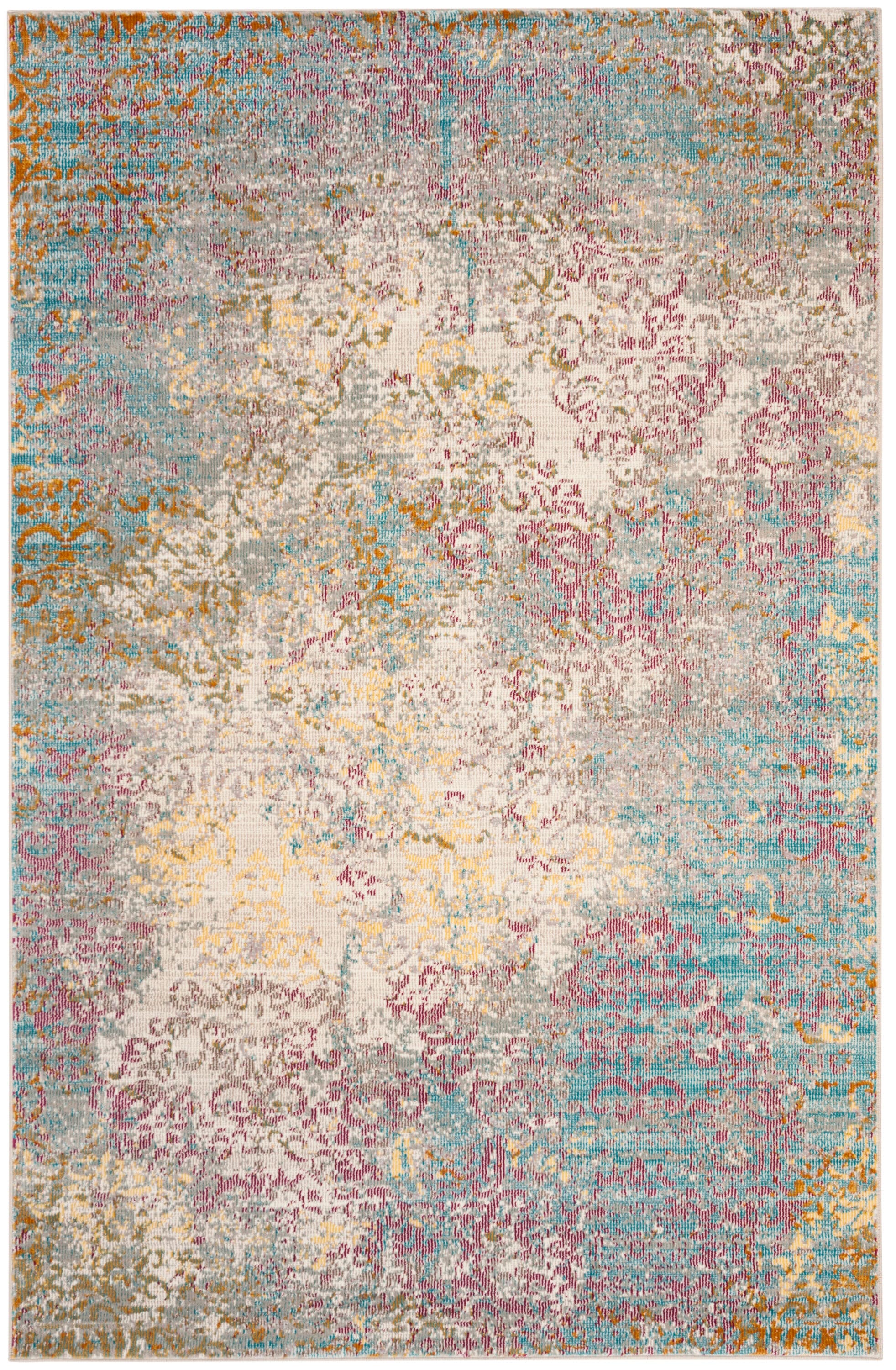 Aria 4' x 6' Blue and Cream Reversible Wool Area Rug