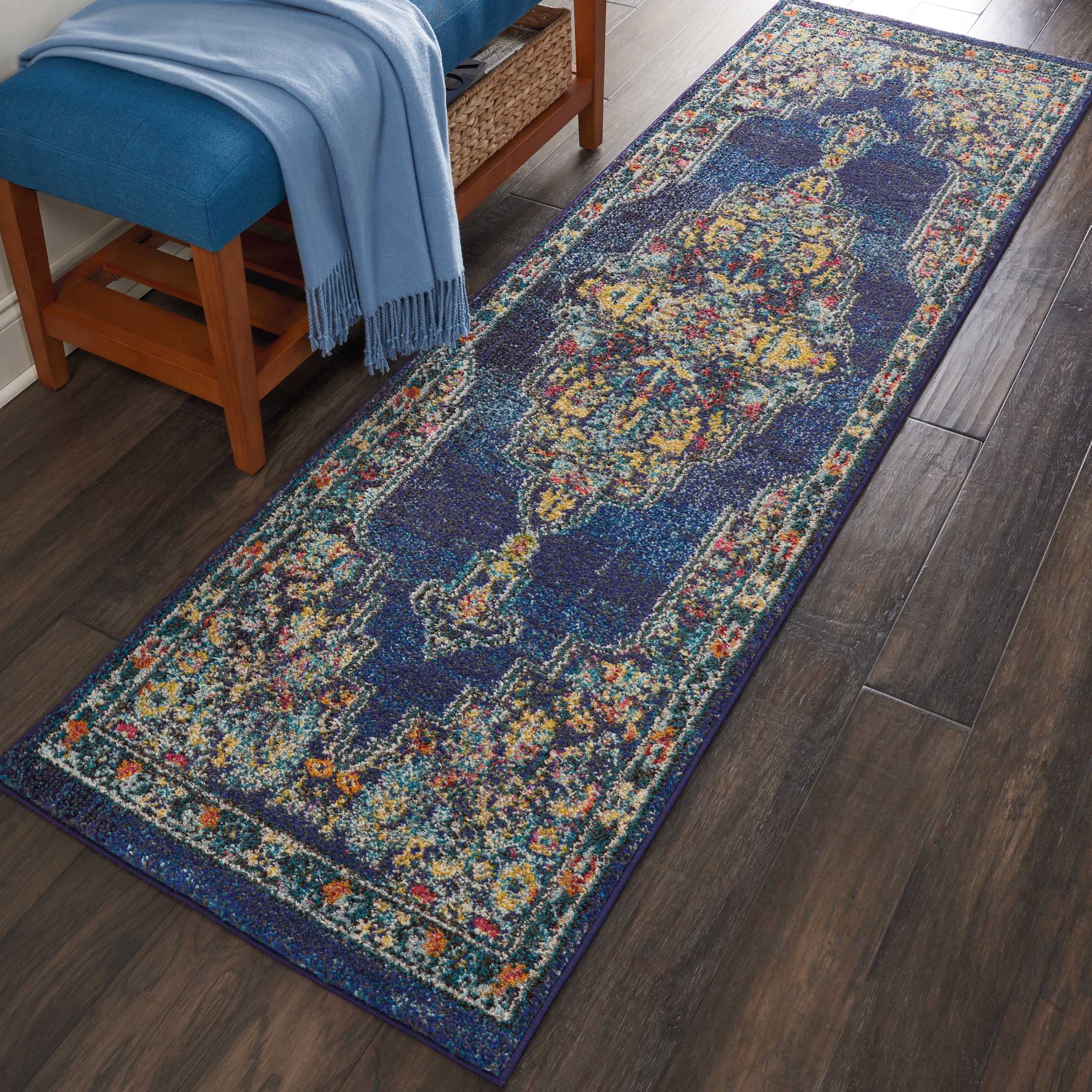 Nourison 99446454409 Passionate 2 x 8 (ft) Polypropylene Navy Irregular Indoor Abstract Area rug