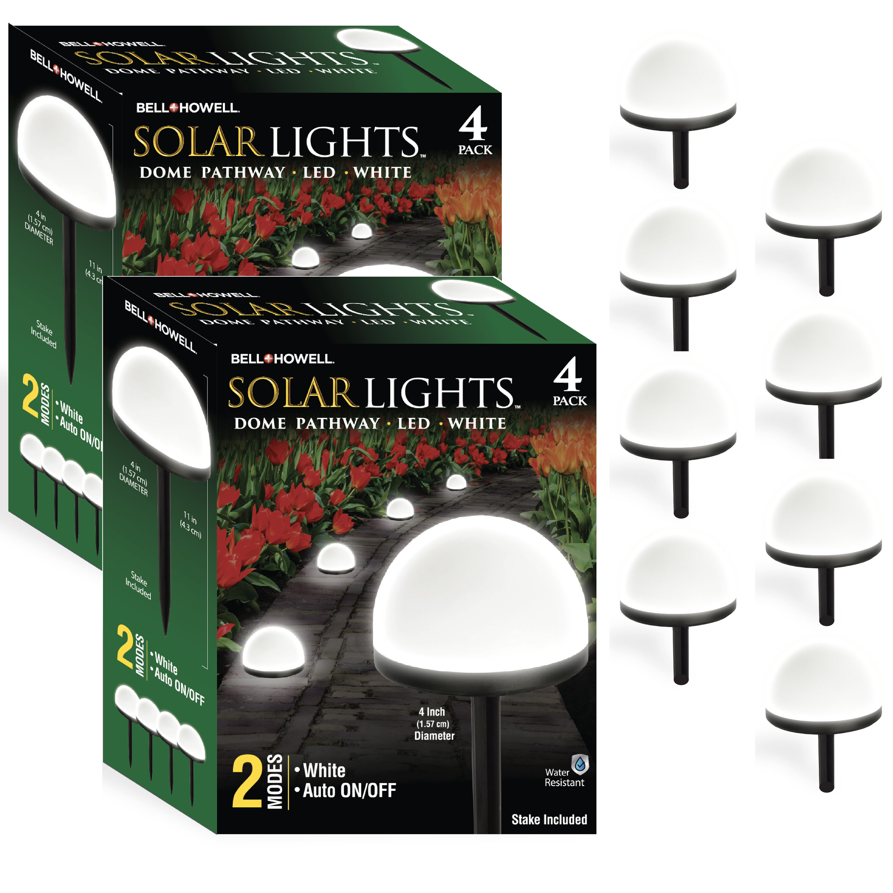 BELL + HOWELL 8-Pack Color Changing Wall Light 10-Lumen 2-Watt Black Low  Voltage Solar LED Outdoor Path Light in the Path Lights department at
