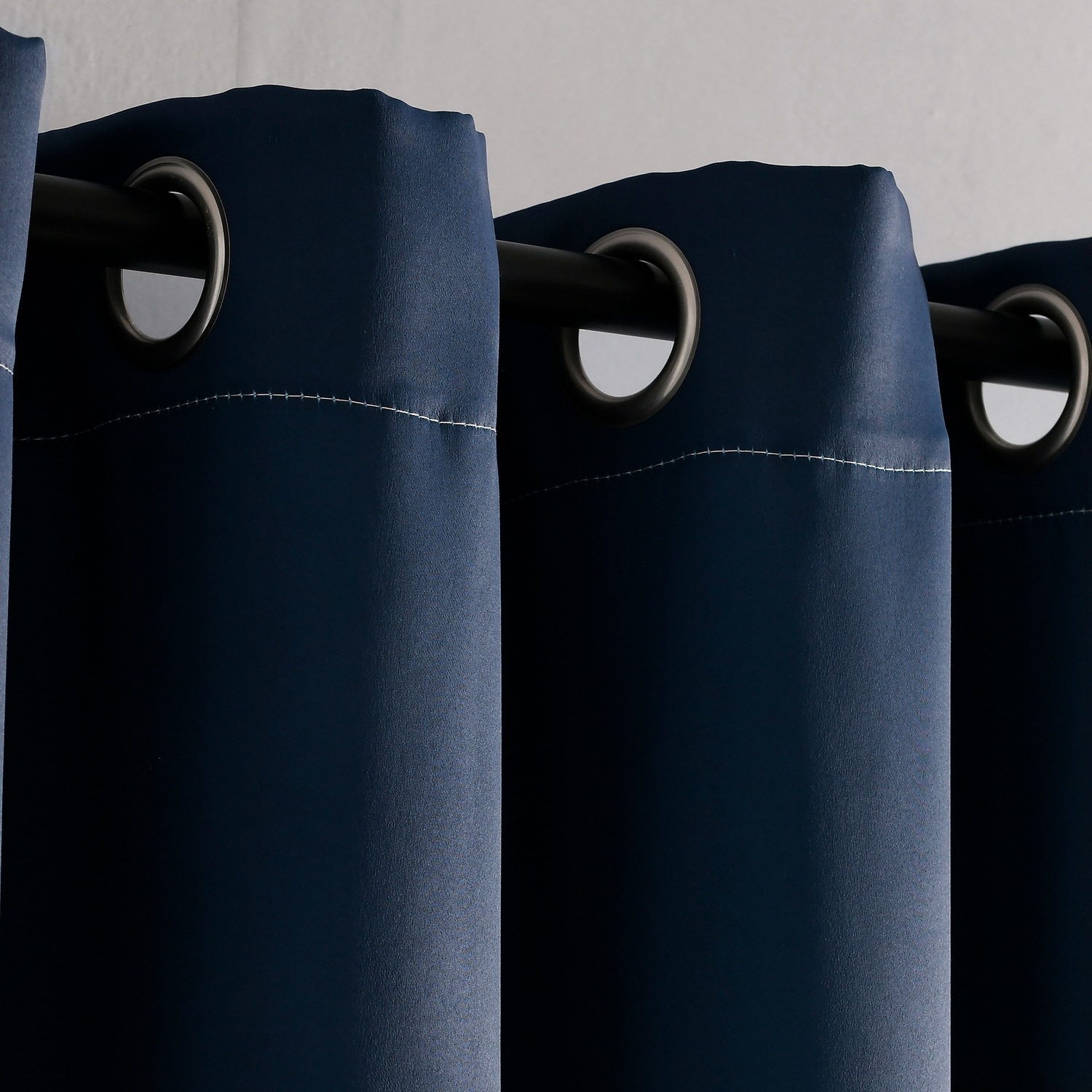 Alexander Navy and Gold Color Block Polyester Curtain Pair