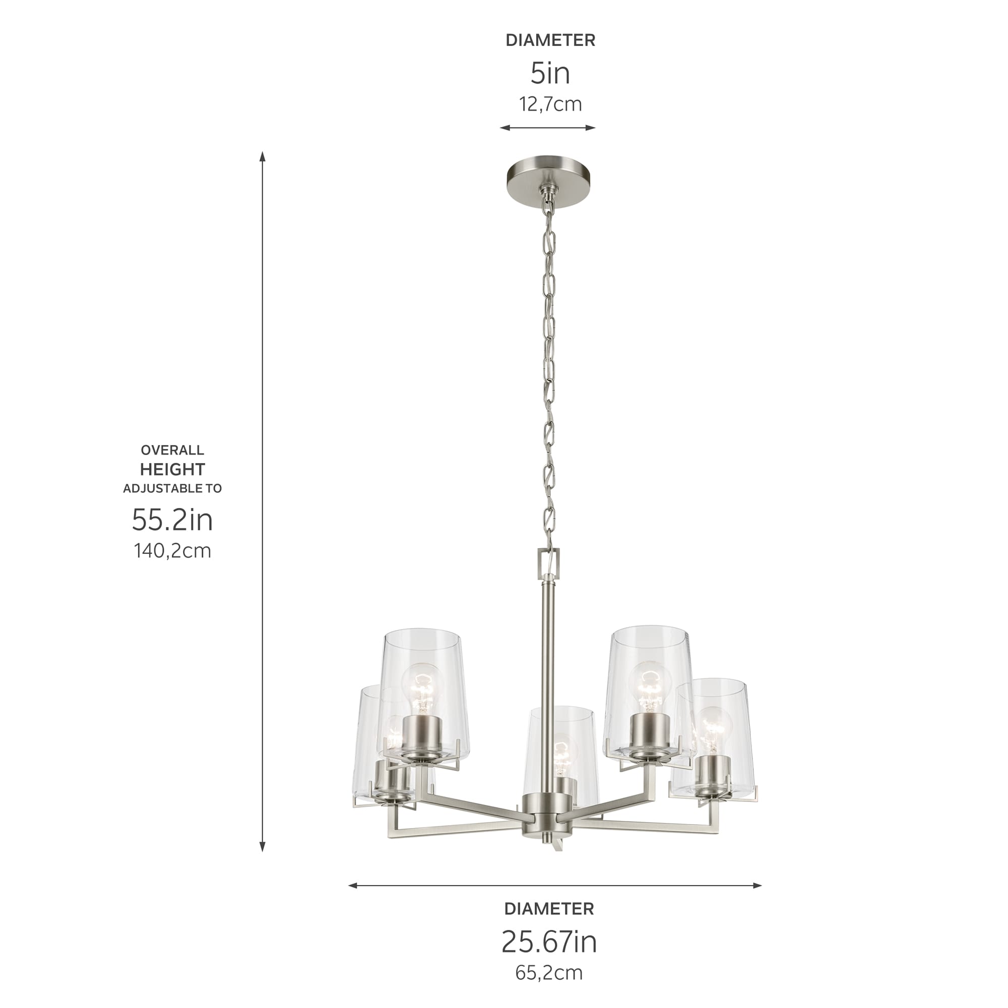 Kichler Birk 5-Light Brushed Nickel Farmhouse Chandelier 82420 at Lowes.com