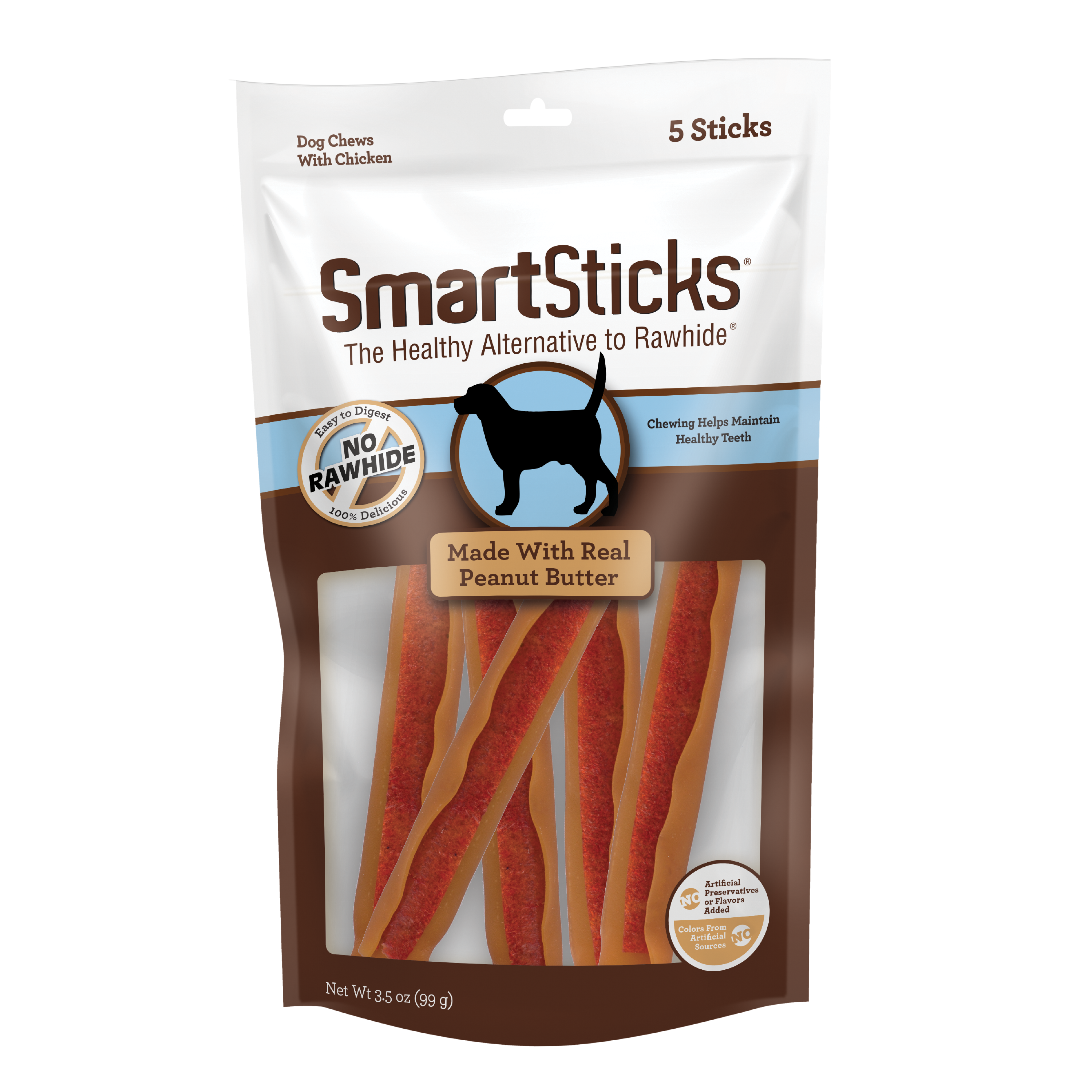 SmartBones SBPB-00320 SmartSticks No-rawhide chews for Dog Peanut butter Flavor 5 Count