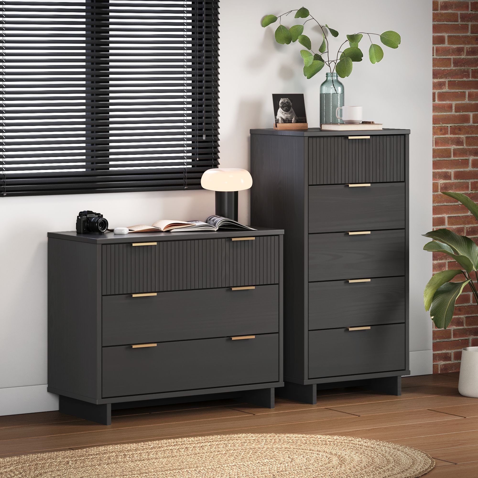 Manhattan Comfort GRAN015 Grey Full Bedroom Set