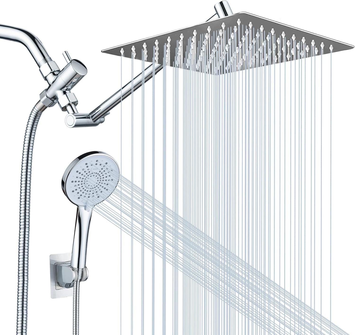 Anqtovp -  Shower Head Combo 10 Inch High Pressure Rain Shower with 11 Inch Adjustable Extension ...