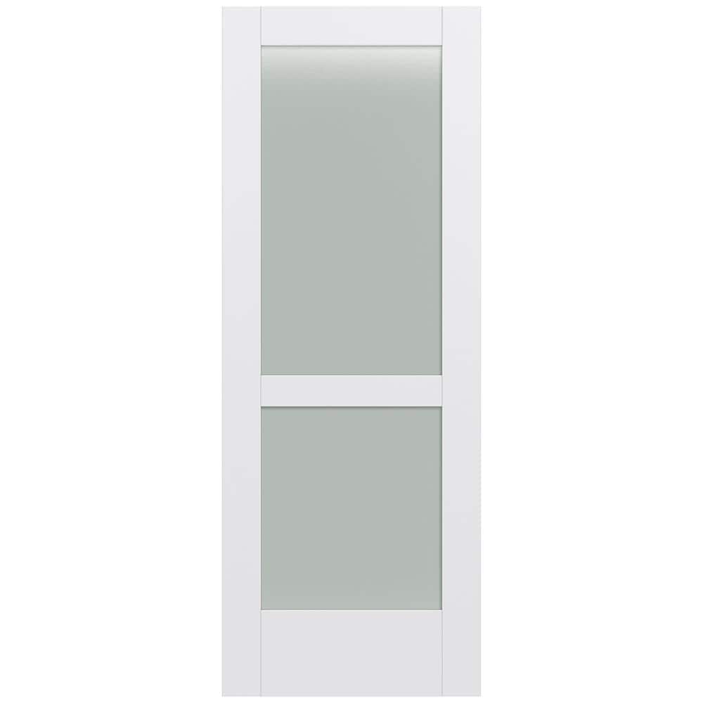 JELD-WEN LOWOLJW221100285 MODA 1023W 32-in x 80-in Primed 2-panel square Frosted glass Smooth Solid core Primed MDF Slab Door