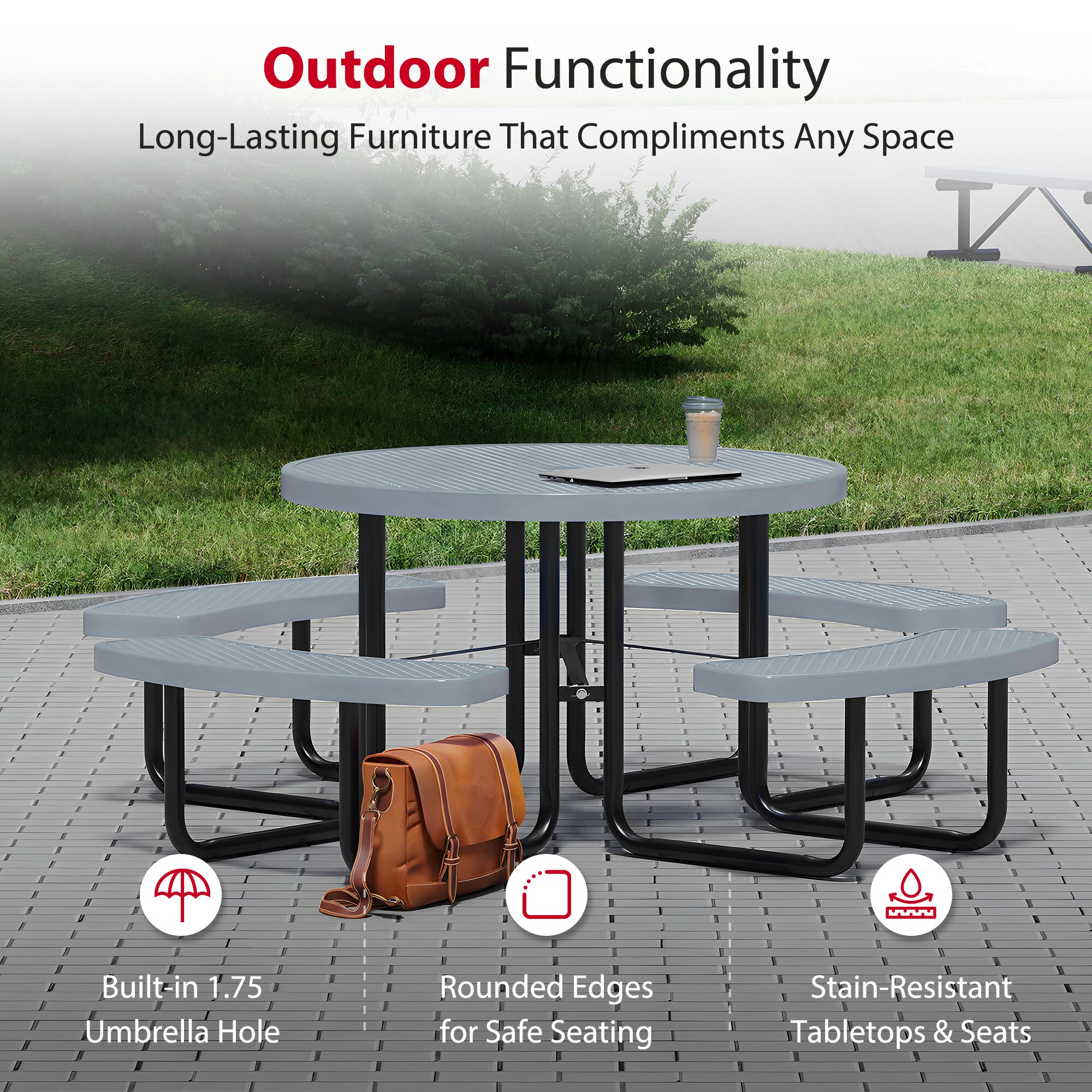 LeisureCraft T46ROP-GRAY Picnic-Tables - View #4