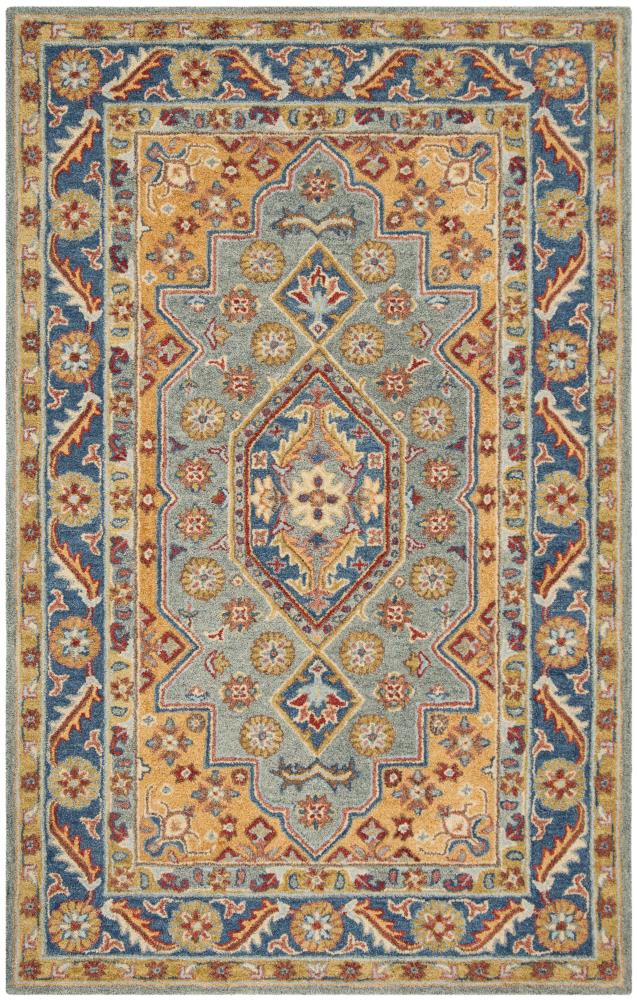 Heirloom Blue Wool 6' x 9' Hand-Tufted Rectangular Area Rug